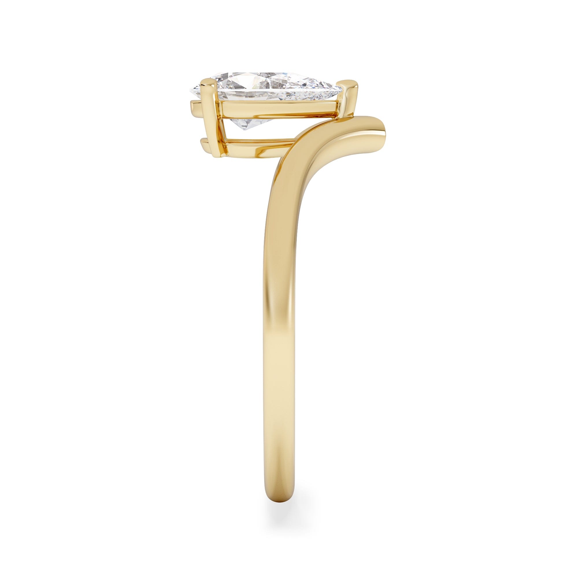 Solitaire Vela 1.00ct Pear Cut Lab Diamond Solitaire Engagement Ring in 18K Yellow Gold