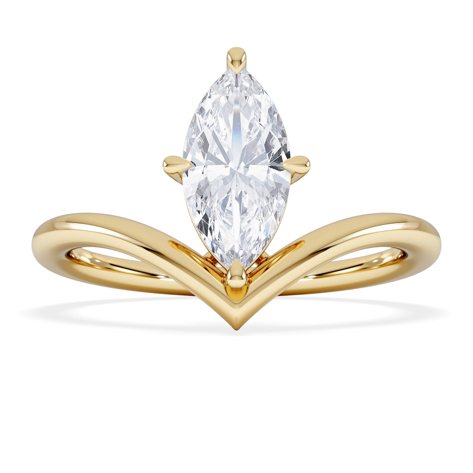 Solitaire Vela 1.00ct Marquise Cut Lab Diamond Solitaire Engagement Ring in 18K Yellow Gold