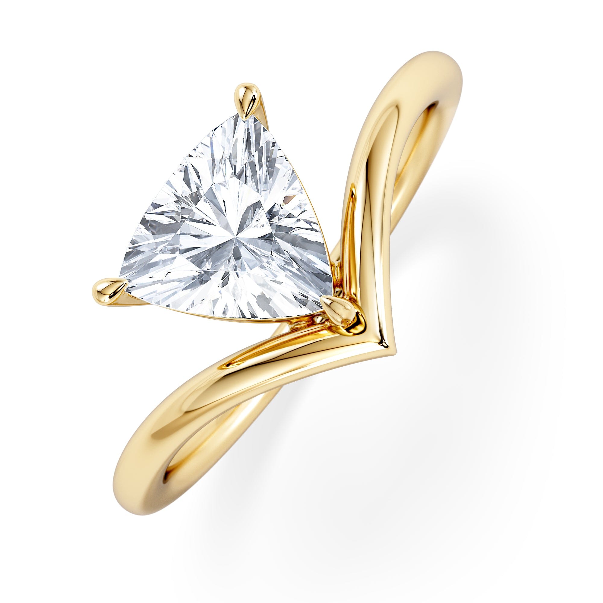 Solitaire Vela 1.00ct Trillion Cut Lab Diamond Solitaire Engagement Ring in 18K Yellow Gold