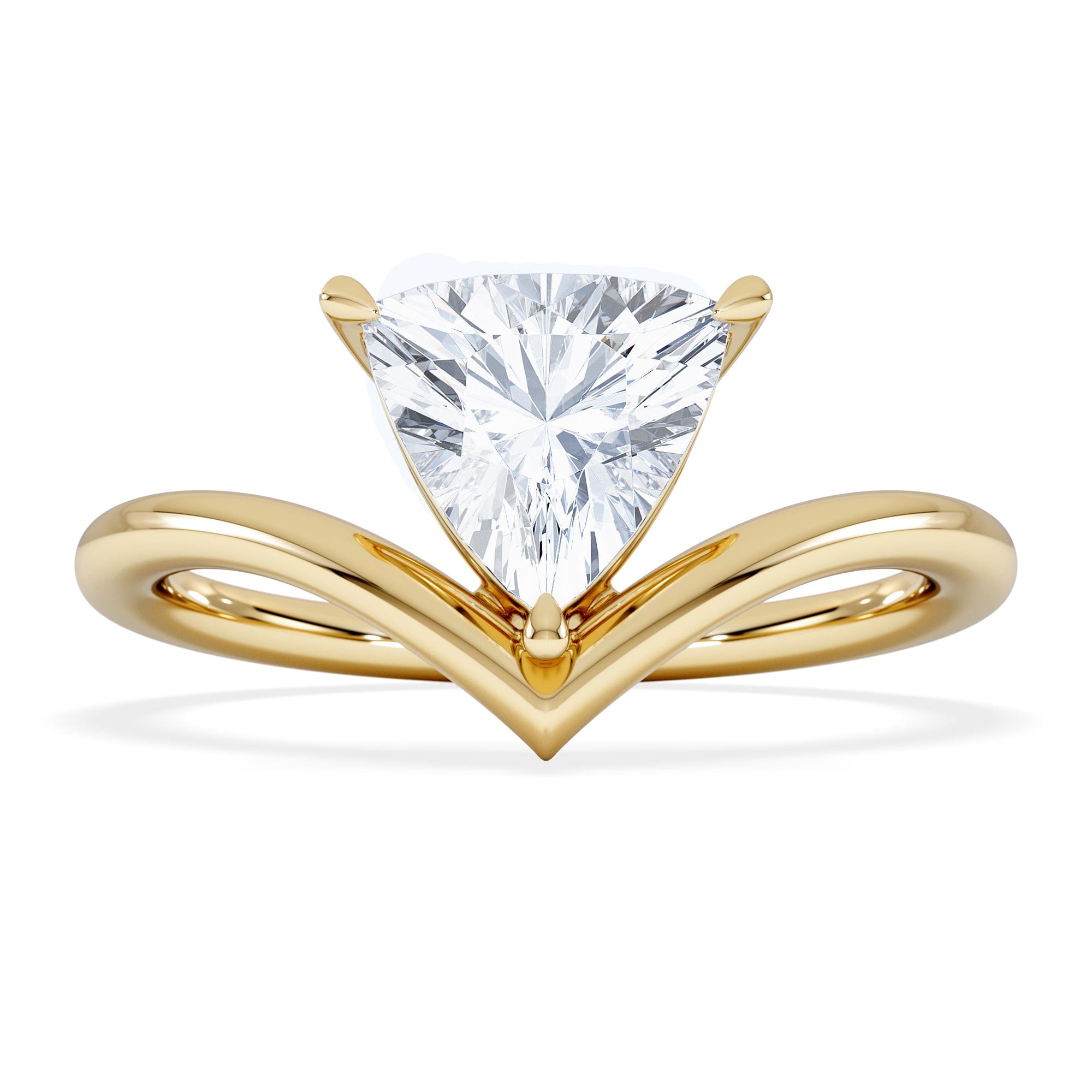 Solitaire Vela 1.00ct Trillion Cut Lab Diamond Solitaire Engagement Ring in 18K Yellow Gold