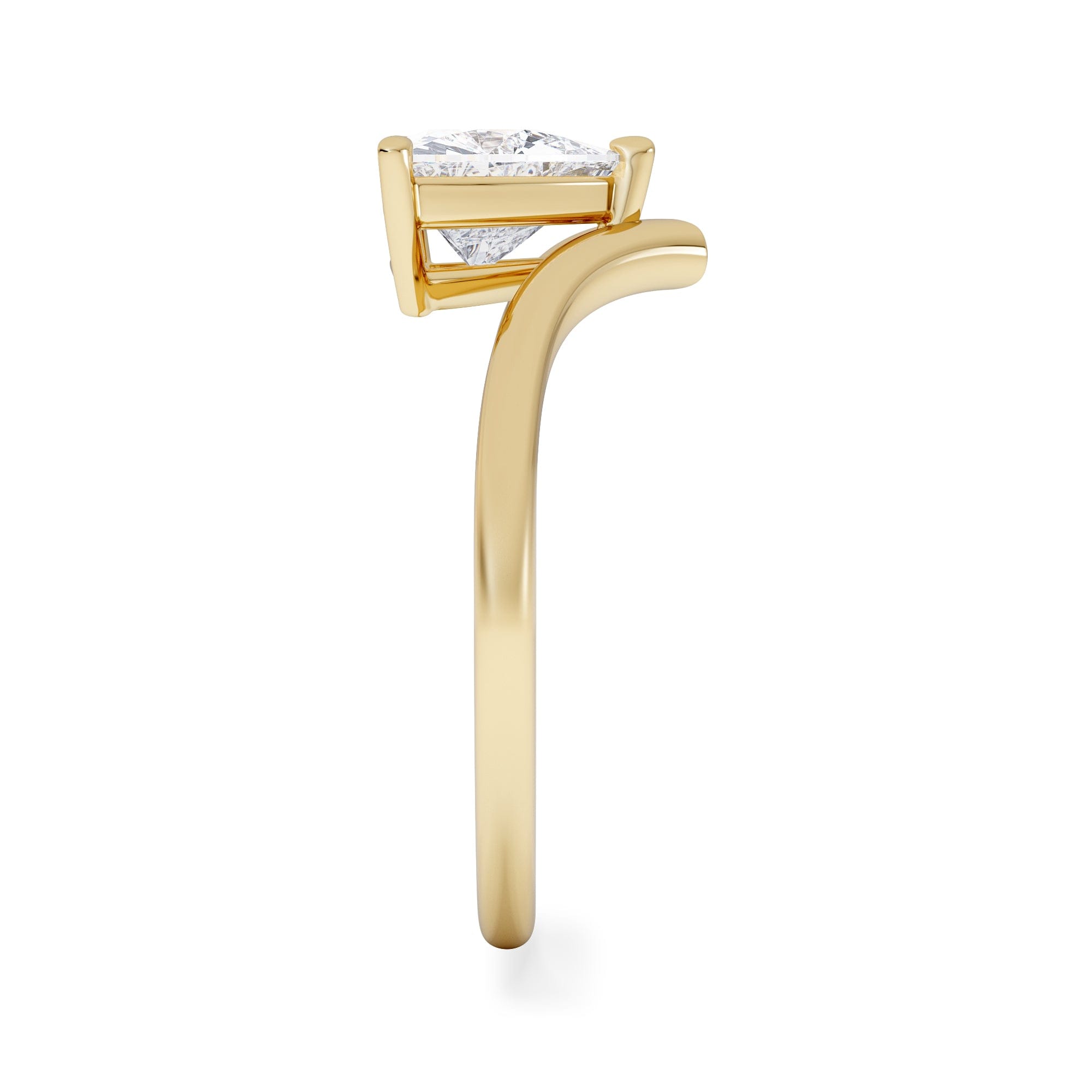 Solitaire Vela 1.00ct Trillion Cut Lab Diamond Solitaire Engagement Ring in 18K Yellow Gold