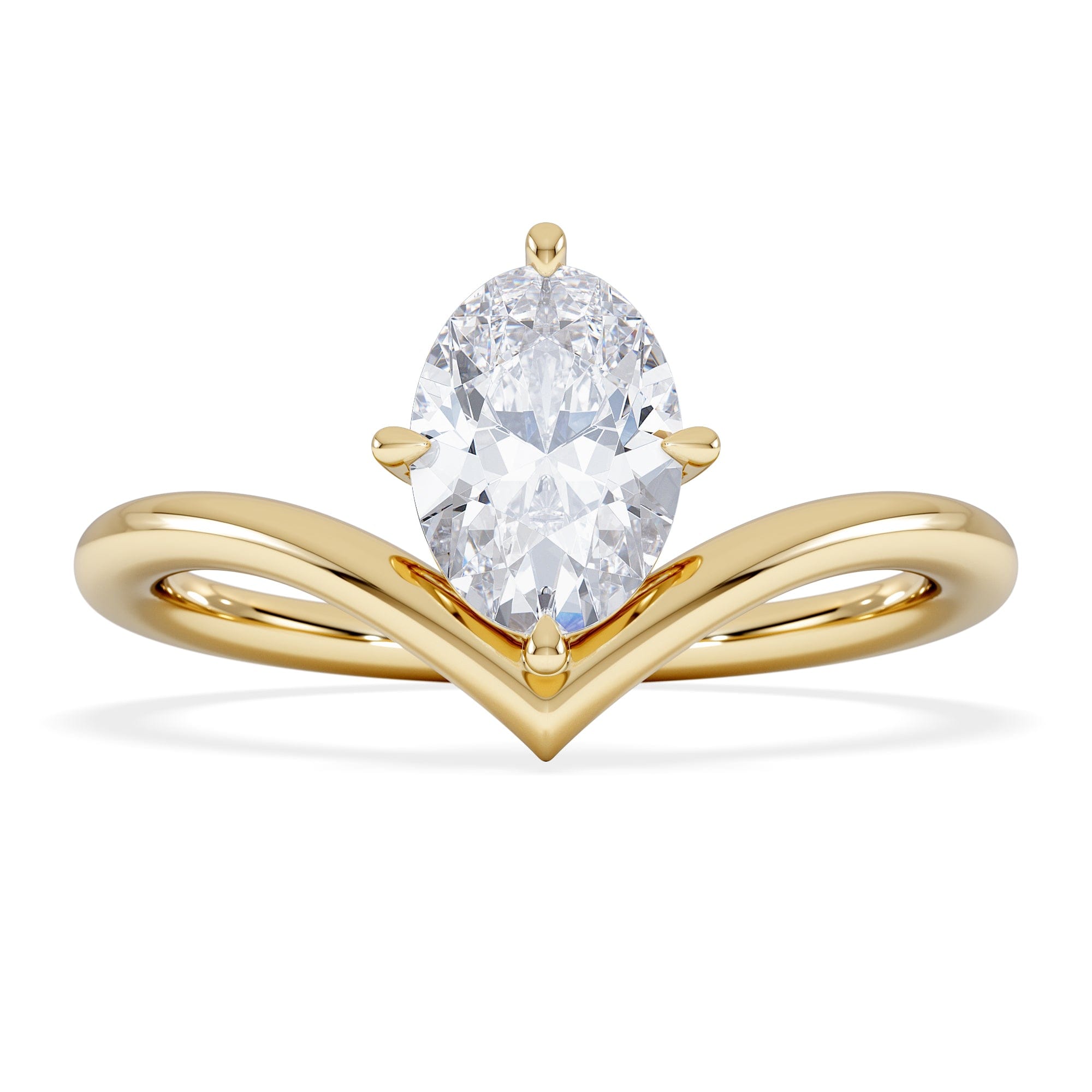 Solitaire Vela 1.00ct Oval Cut Lab Diamond Solitaire Engagement Ring in 18K Yellow Gold