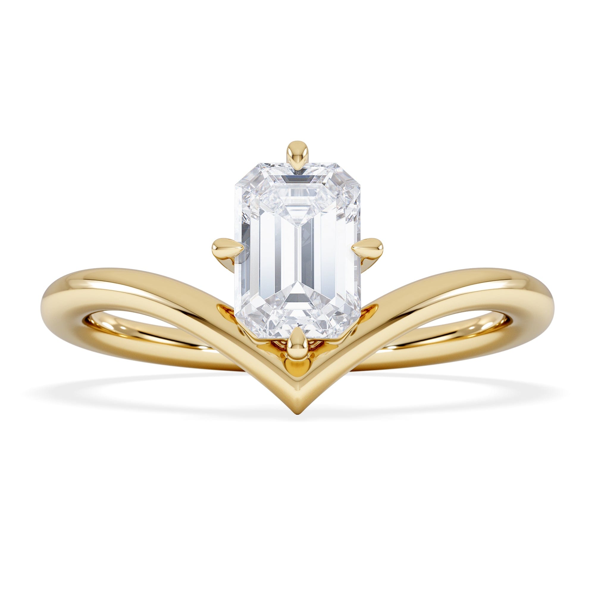 Solitaire Vela 1.00ct Emerald Cut Lab Diamond Solitaire Engagement Ring in 18K Yellow Gold
