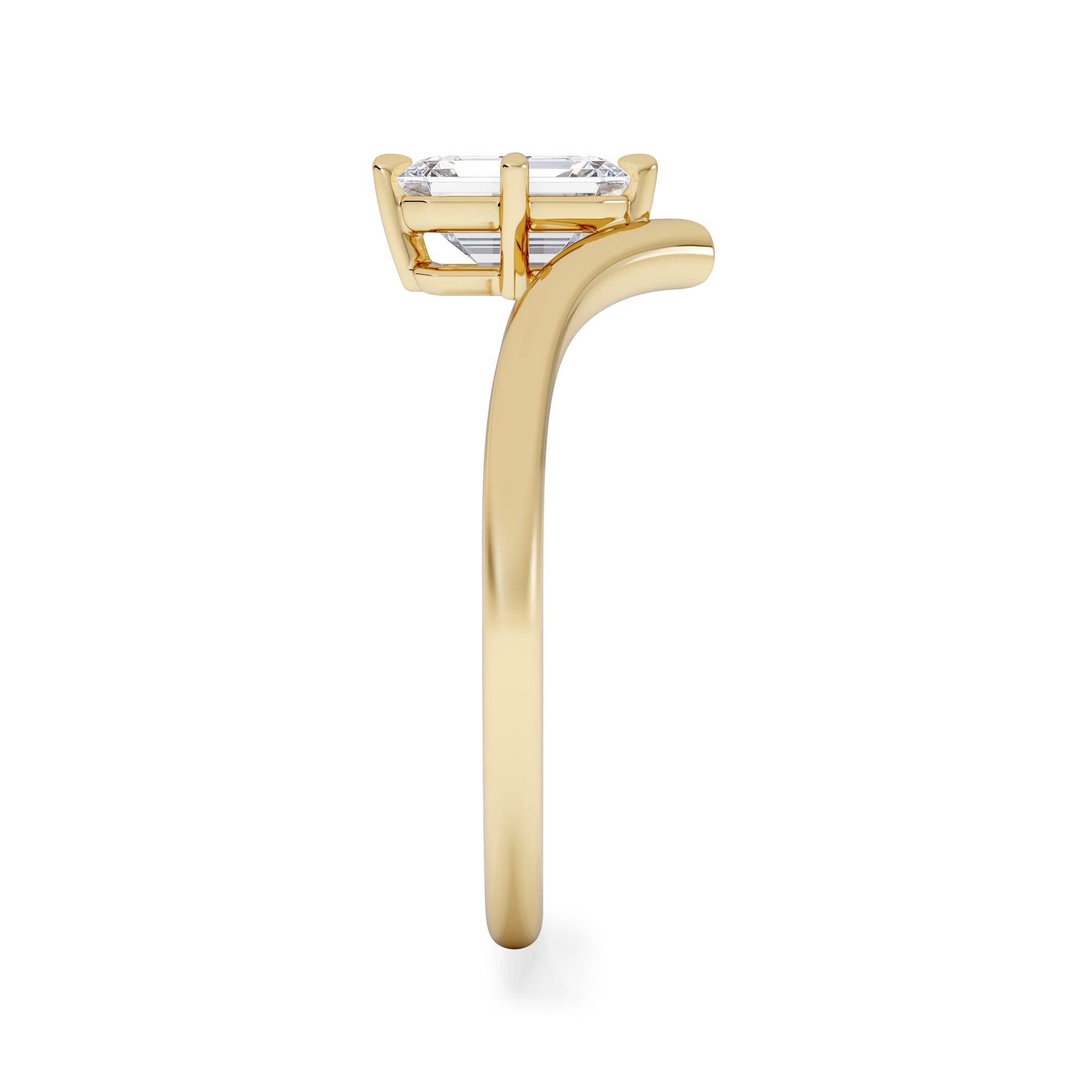 Solitaire Vela 1.00ct Emerald Cut Lab Diamond Solitaire Engagement Ring in 18K Yellow Gold