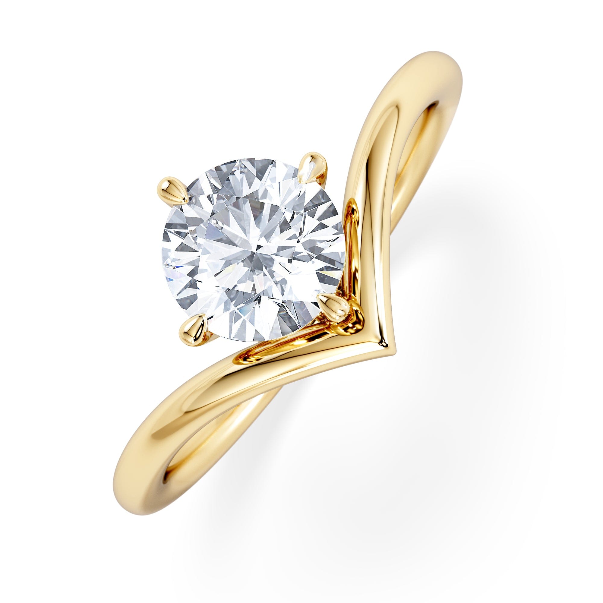 Solitaire Vela 1.00ct Round Cut Lab Diamond Solitaire Engagement Ring in 18K Yellow Gold