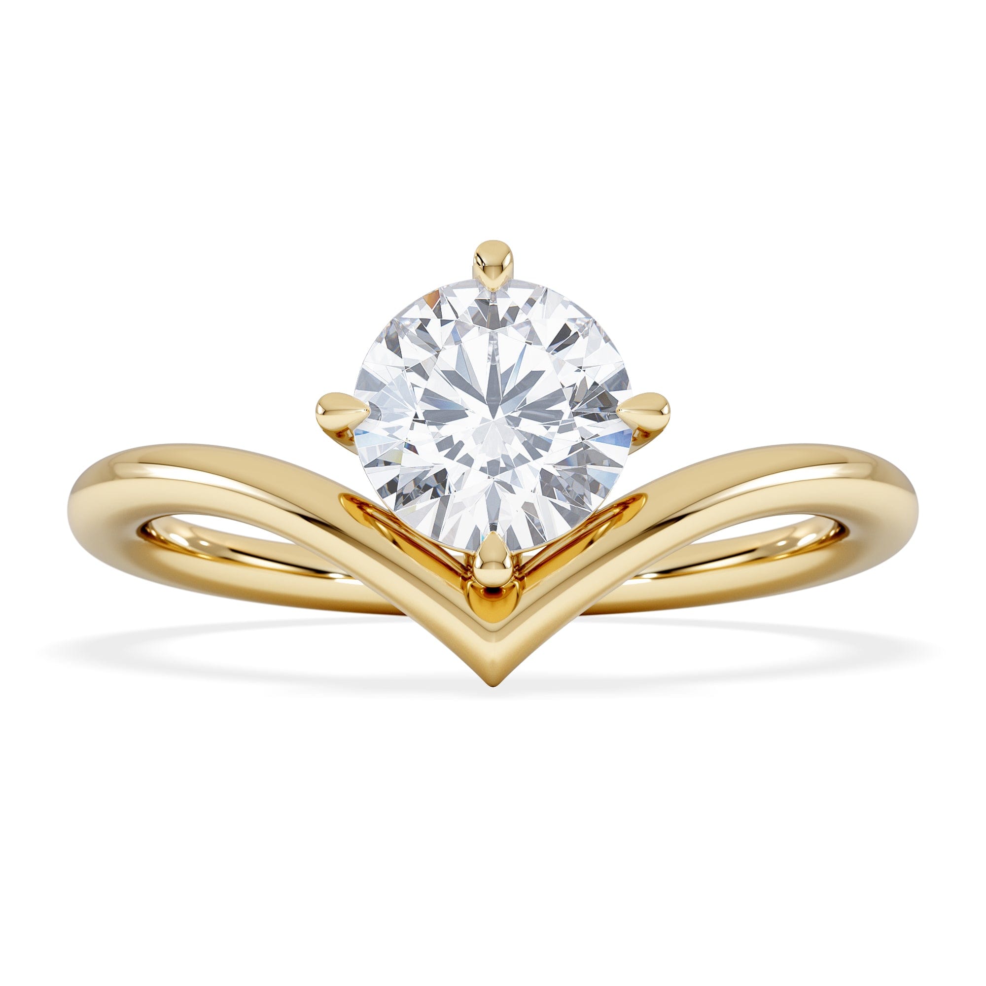 Solitaire Vela 1.00ct Round Cut Lab Diamond Solitaire Engagement Ring in 18K Yellow Gold