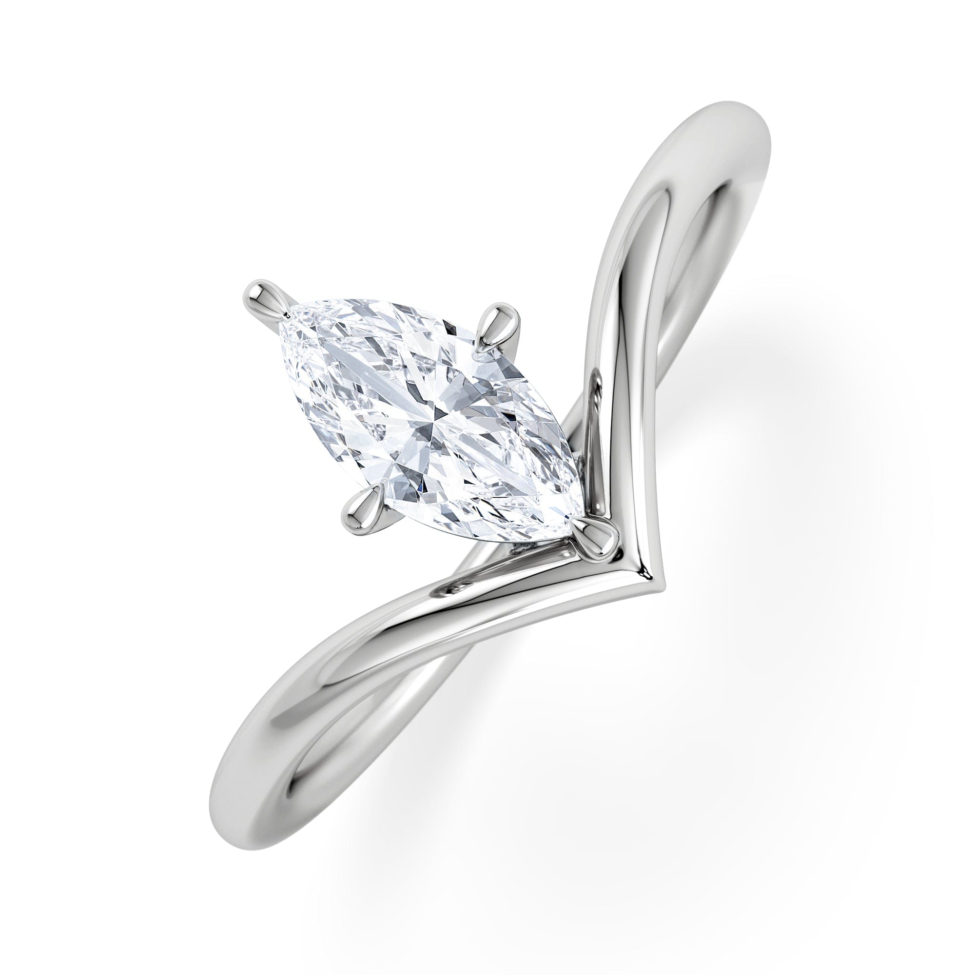 Solitaire Vela 0.50ct Marquise Cut Lab Diamond Solitaire Engagement Ring in Platinum