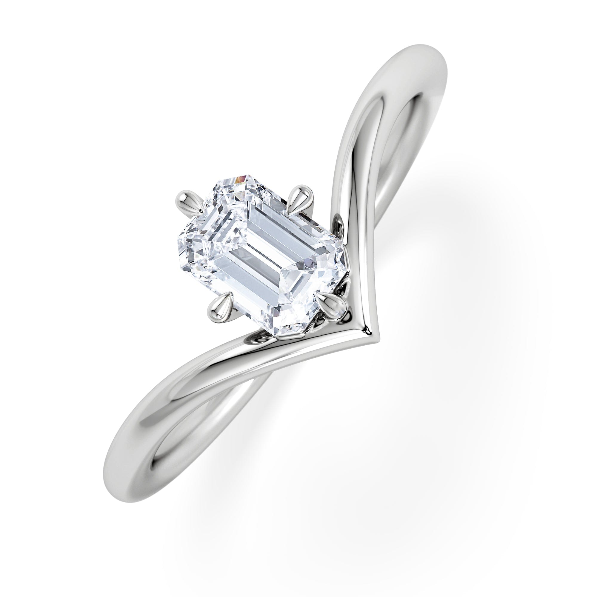 Solitaire Vela 0.50ct Emerald Cut Lab Diamond Solitaire Engagement Ring in Platinum