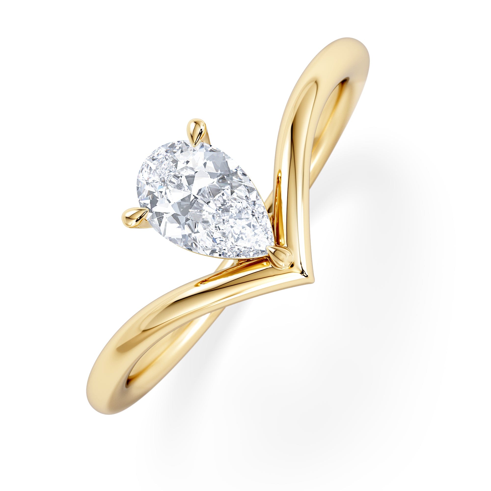 Solitaire Vela 0.50ct Pear Cut Lab Diamond Solitaire Engagement Ring in 18K Yellow Gold