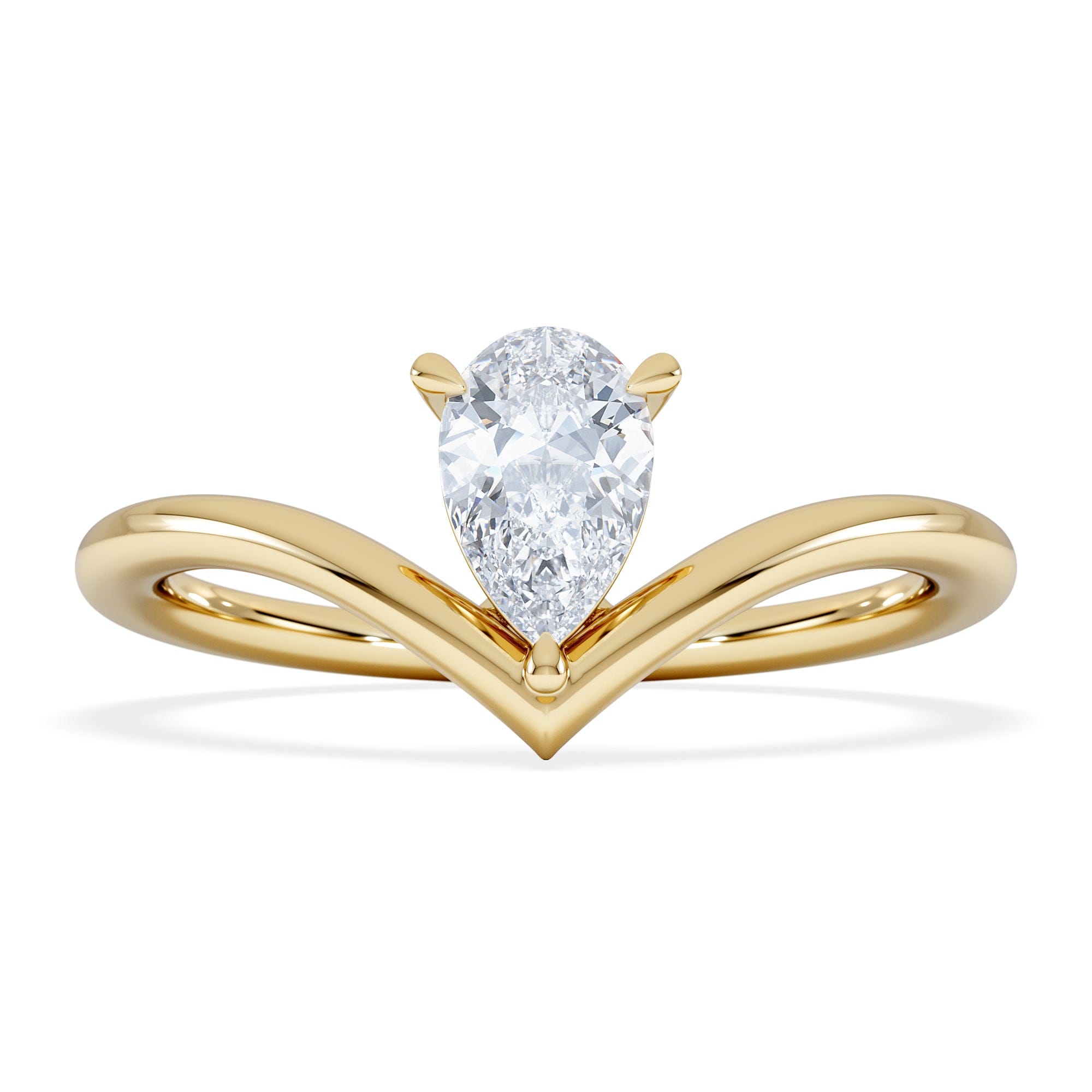 Solitaire Vela 0.50ct Pear Cut Lab Diamond Solitaire Engagement Ring in 18K Yellow Gold