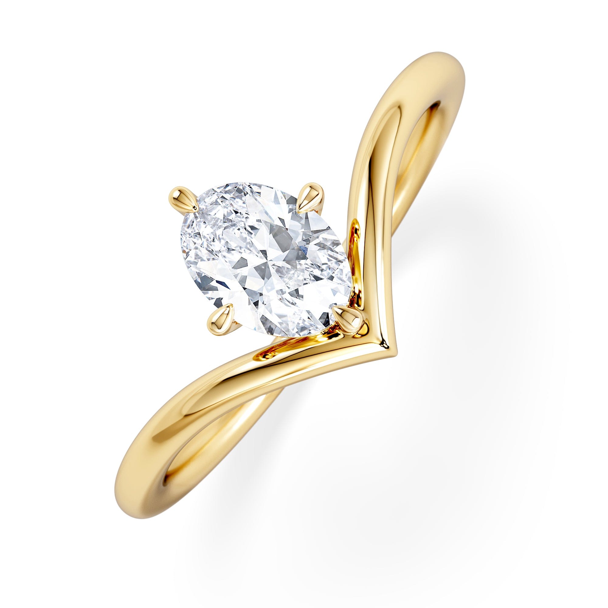 Solitaire Vela 0.50ct Oval Cut Lab Diamond Solitaire Engagement Ring in 18K Yellow Gold
