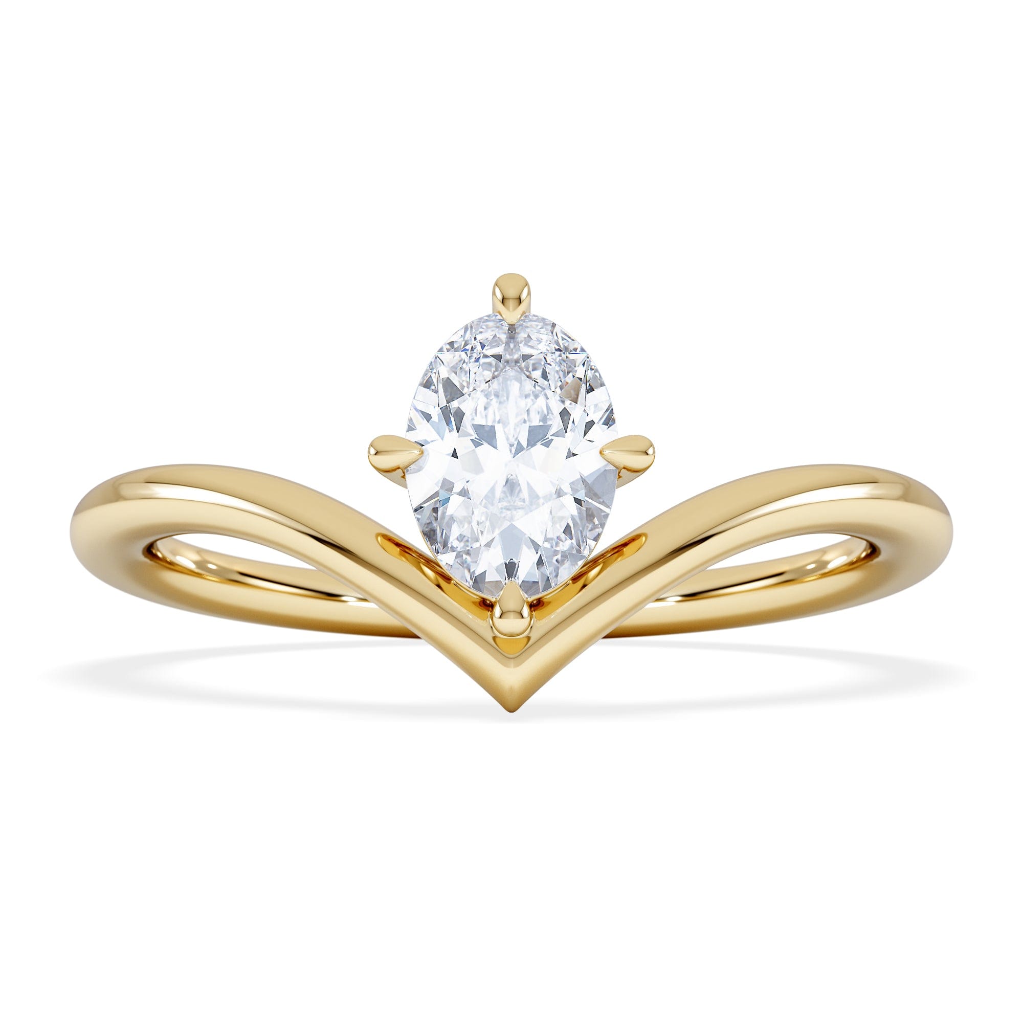 Solitaire Vela 0.50ct Oval Cut Lab Diamond Solitaire Engagement Ring in 18K Yellow Gold