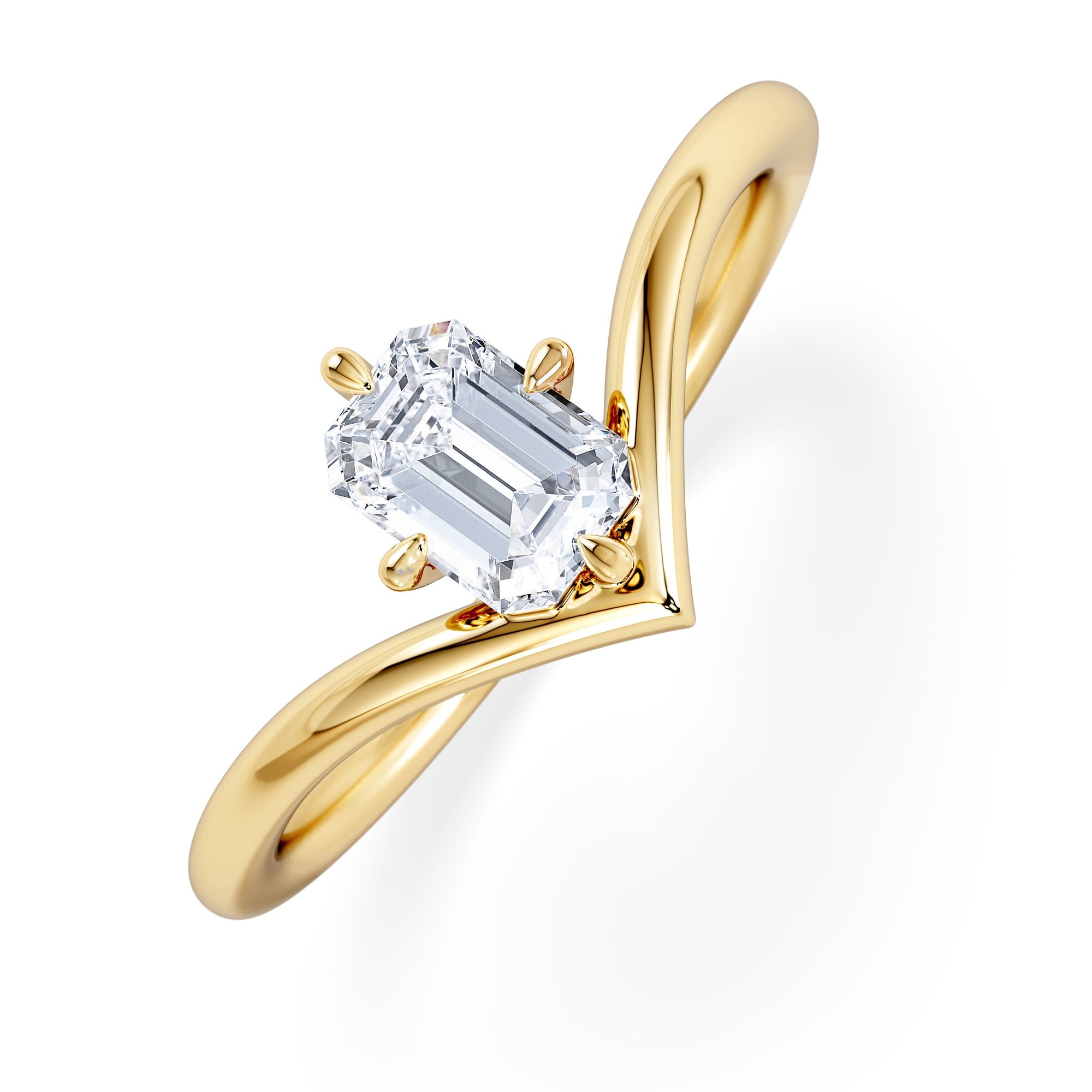 Solitaire Vela 0.50ct Emerald Cut Lab Diamond Solitaire Engagement Ring in 18K Yellow Gold