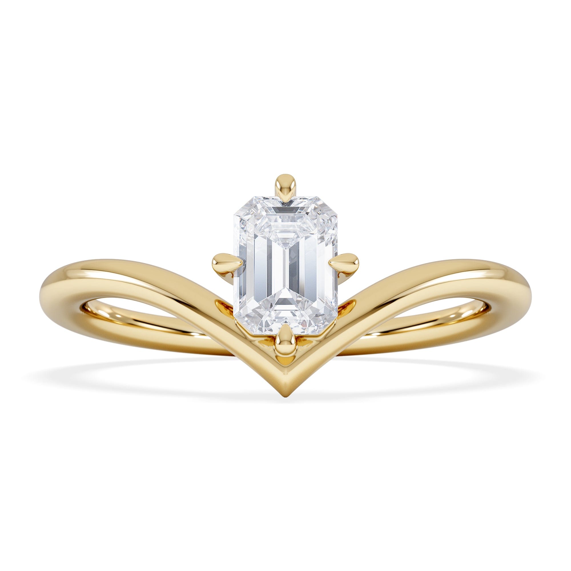 Solitaire Vela 0.50ct Emerald Cut Lab Diamond Solitaire Engagement Ring in 18K Yellow Gold