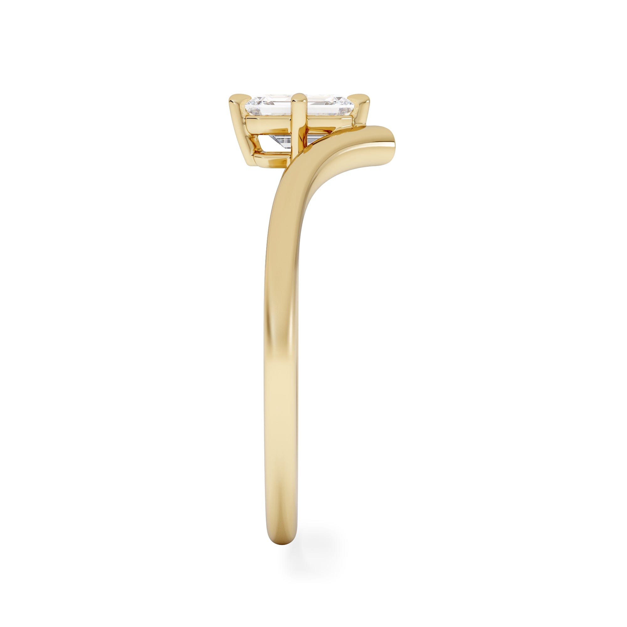 Solitaire Vela 0.50ct Emerald Cut Lab Diamond Solitaire Engagement Ring in 18K Yellow Gold