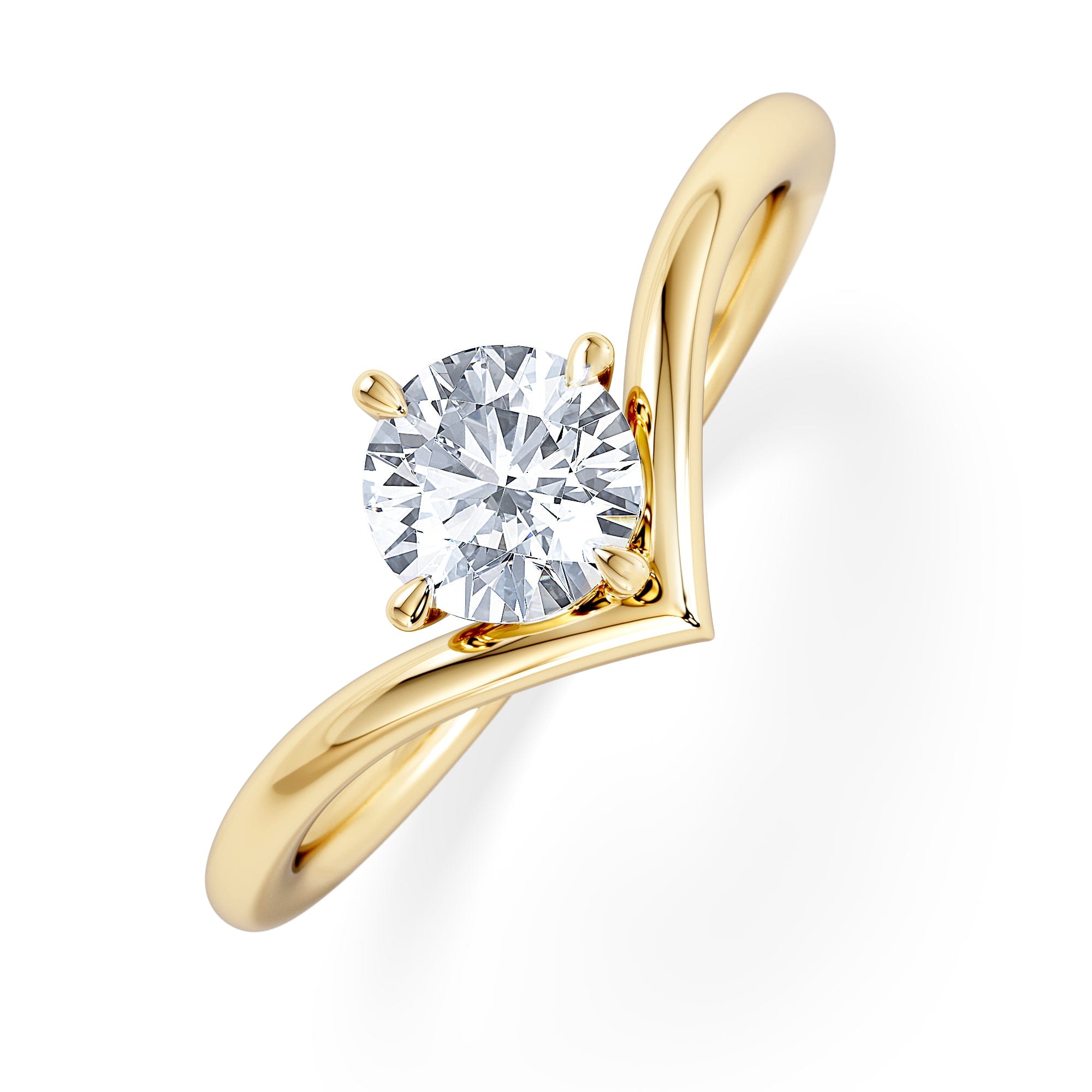 Solitaire Vela 0.50ct Round Cut Lab Diamond Solitaire Engagement Ring in 18K Yellow Gold