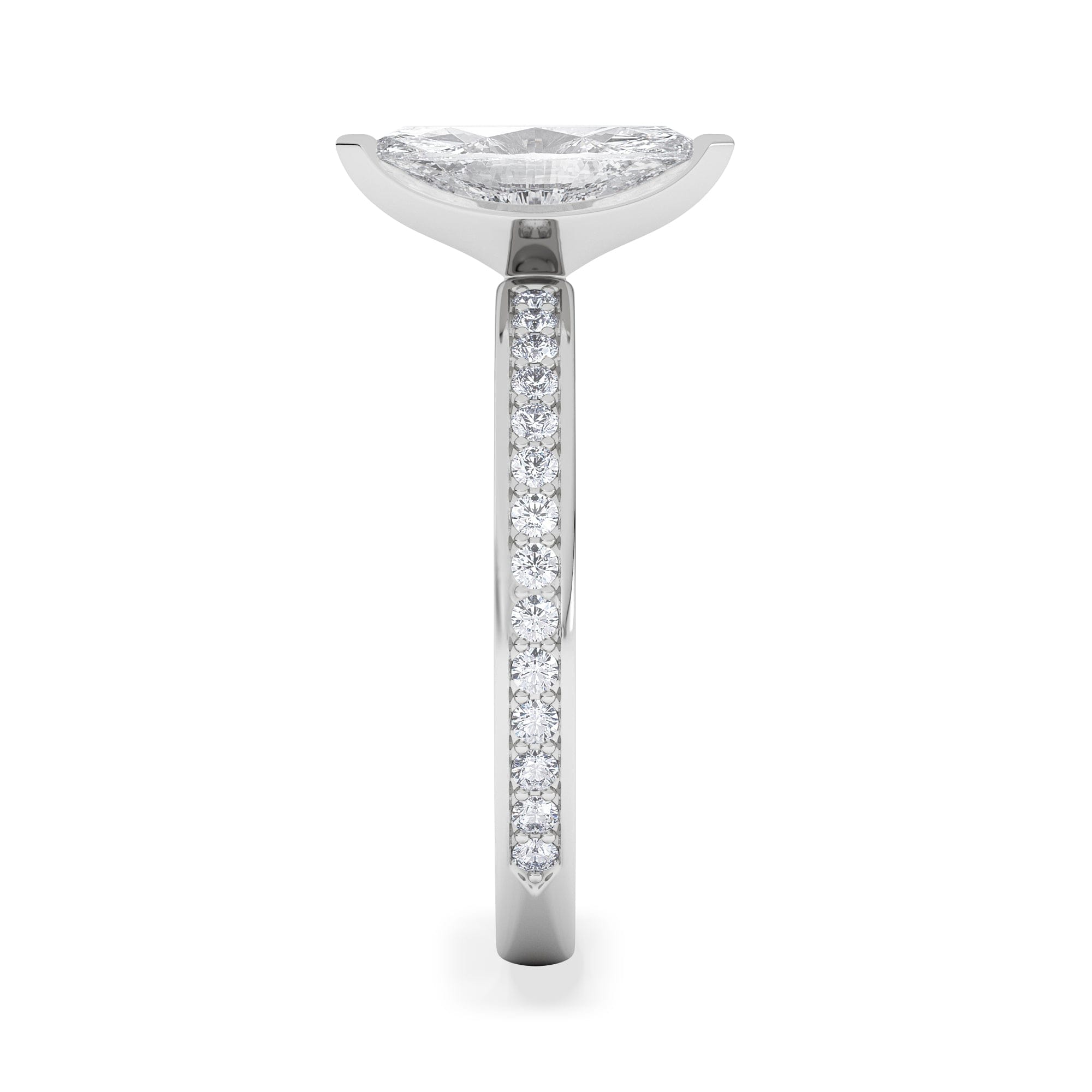 Solitaire Origin 1.25ct Marquise Cut Lab Diamond Solitaire Engagement Ring with Side Stones in Platinum