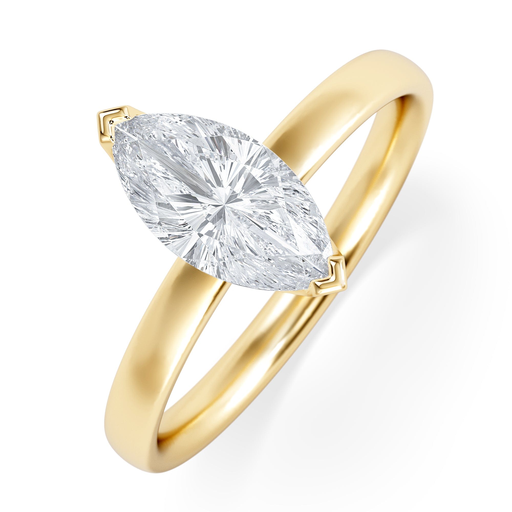 Solitaire Origin 1.00ct Marquise Cut Lab Diamond Solitaire Engagement Ring in 18K Yellow Gold