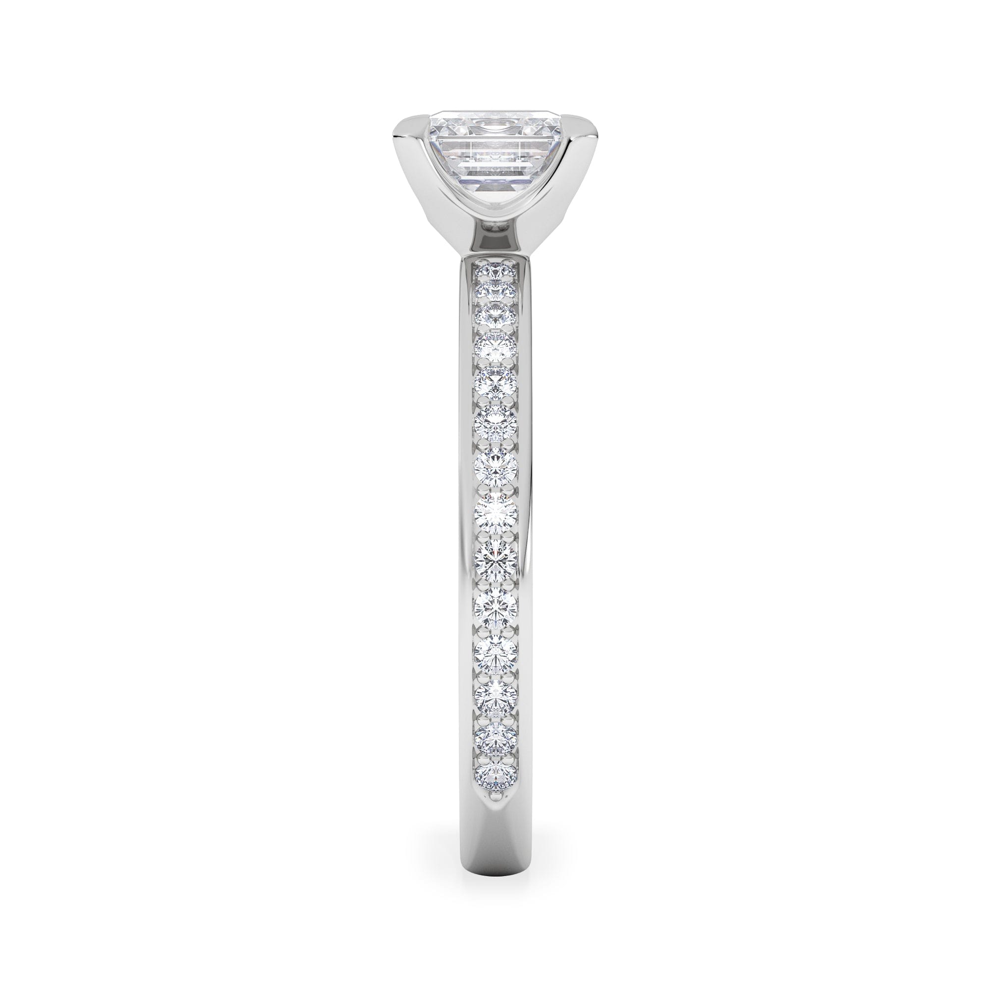 Solitaire Origin 1.25ct Asscher Cut Lab Diamond Solitaire Engagement Ring with Side Stones in Platinum