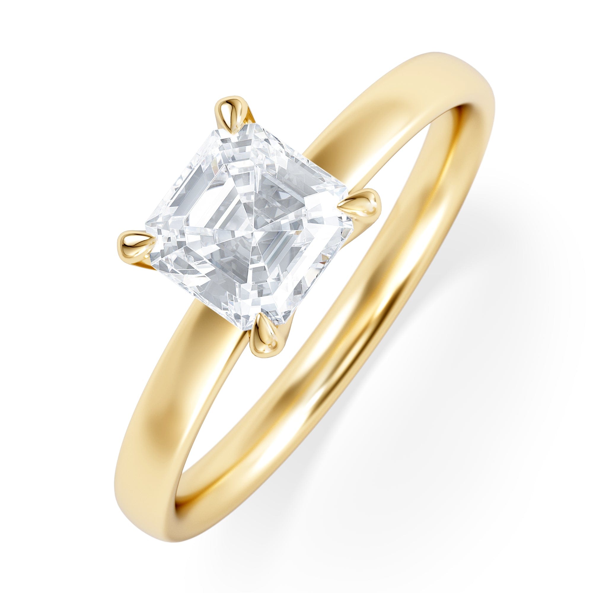 Solitaire Origin 1.00ct Asscher Cut Lab Diamond Solitaire Engagement Ring in 18K Yellow Gold