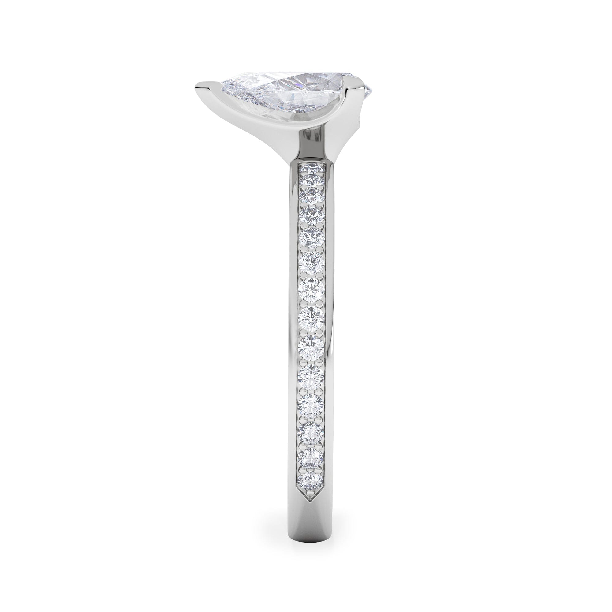 Solitaire Origin 1.25ct Pear Cut Lab Diamond Solitaire Engagement Ring with Side Stones in Platinum