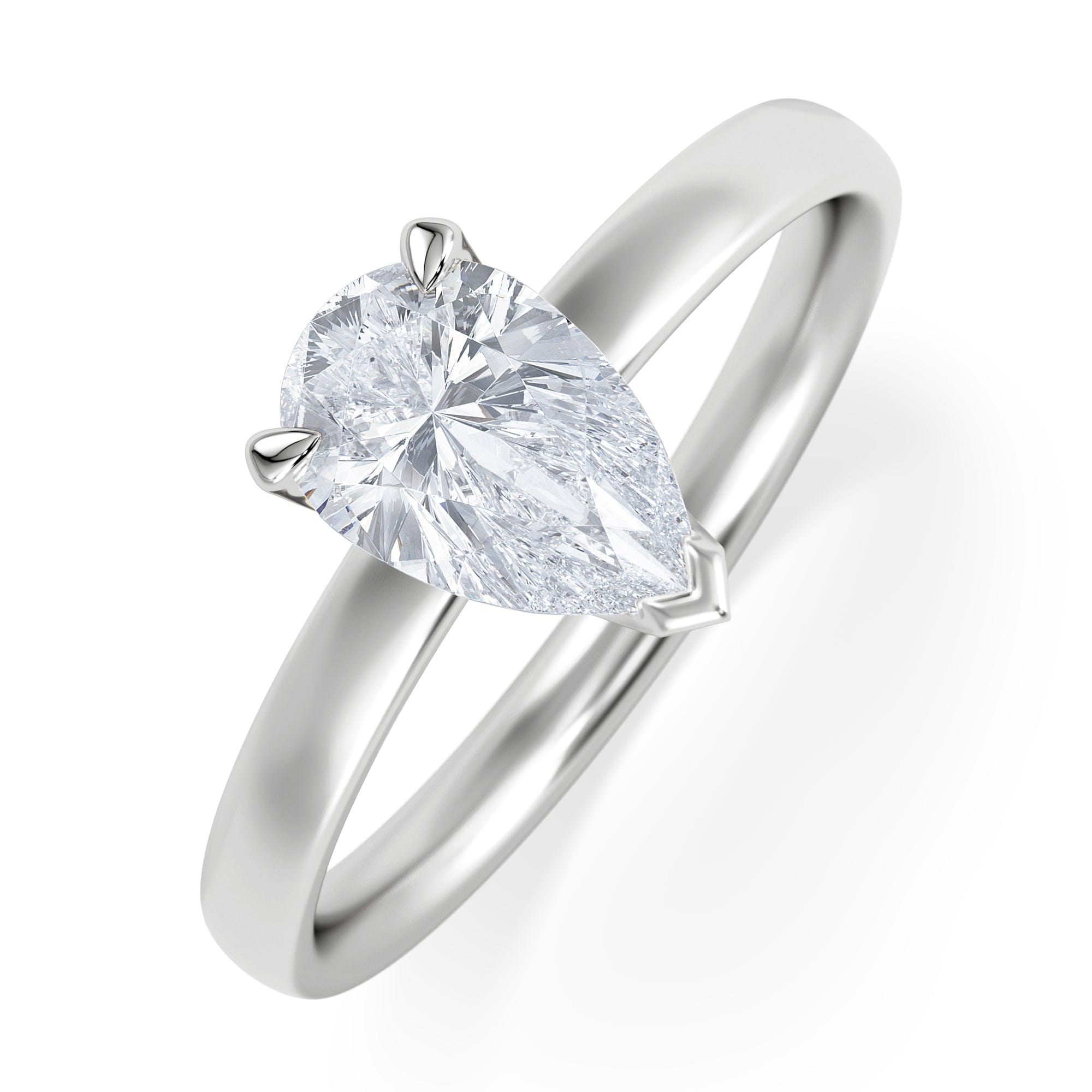 Solitaire Origin 1.00ct Pear Cut Lab Diamond Solitaire Engagement Ring in Platinum