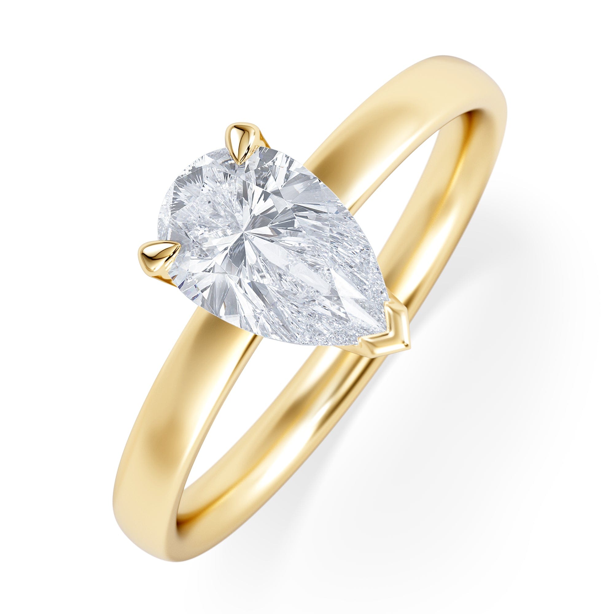 Solitaire Origin 1.00ct Pear Cut Lab Diamond Solitaire Engagement Ring in 18K Yellow Gold