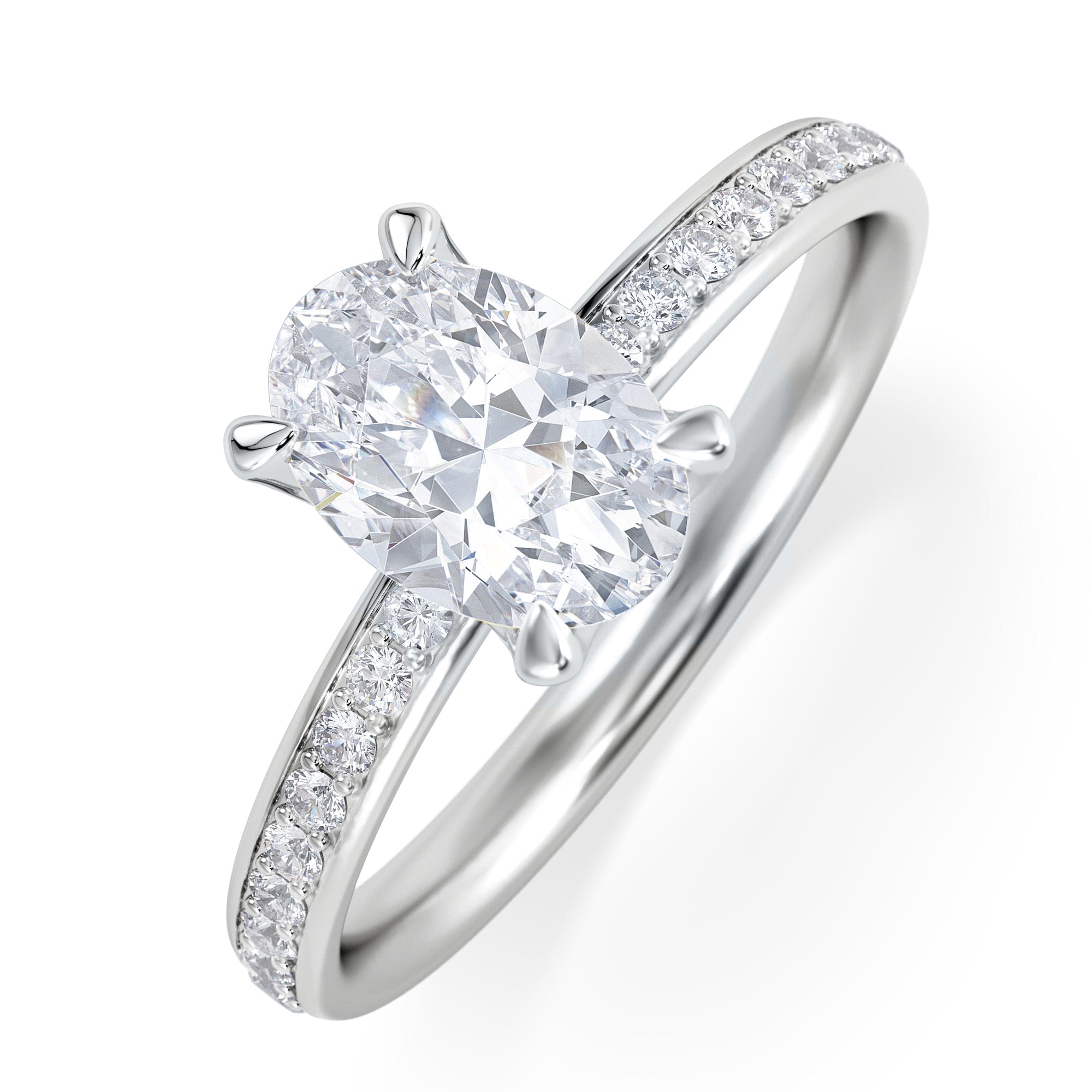 Solitaire Origin 1.25ct Oval Cut Lab Diamond Solitaire Engagement Ring with Side Stones in Platinum