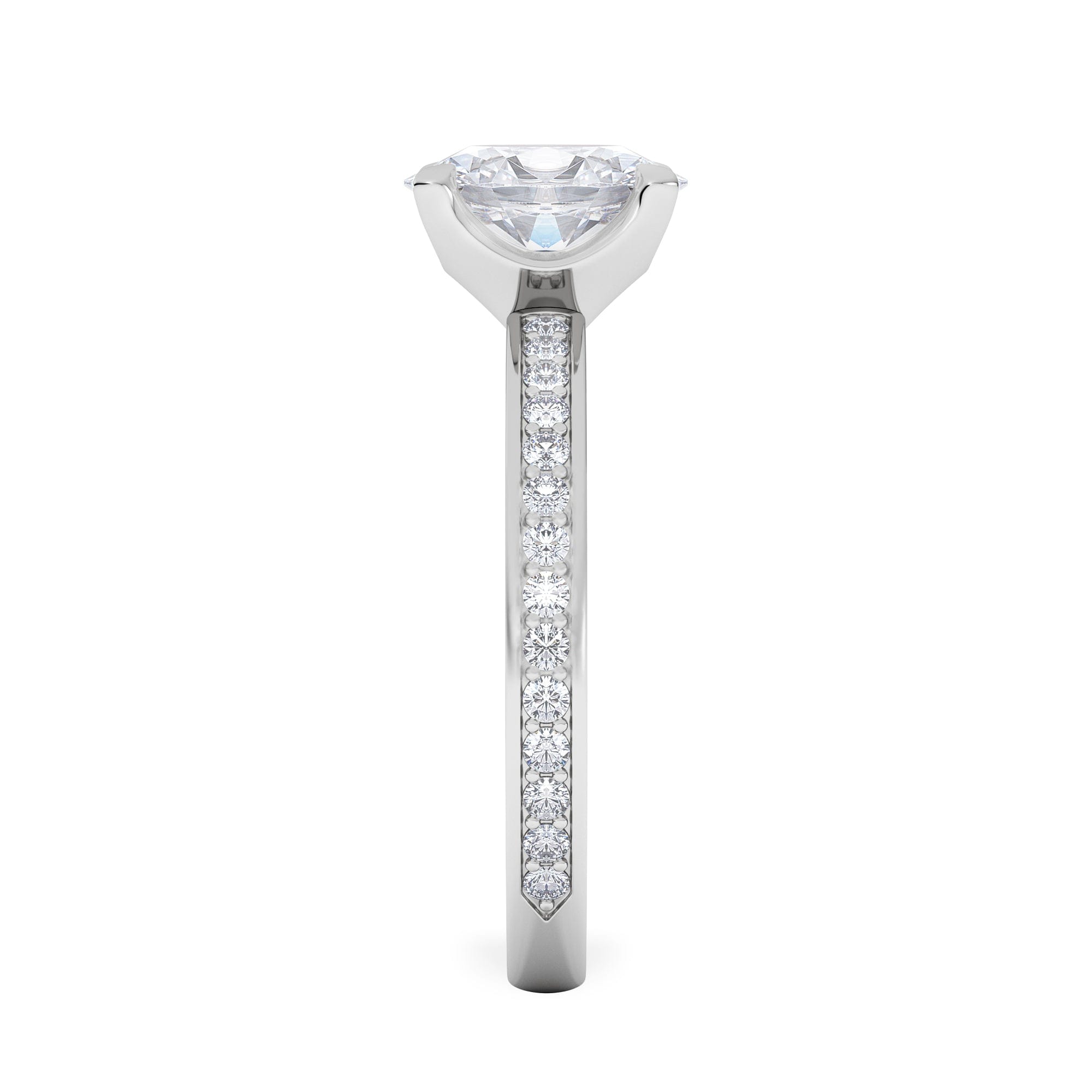 Solitaire Origin 1.25ct Oval Cut Lab Diamond Solitaire Engagement Ring with Side Stones in Platinum