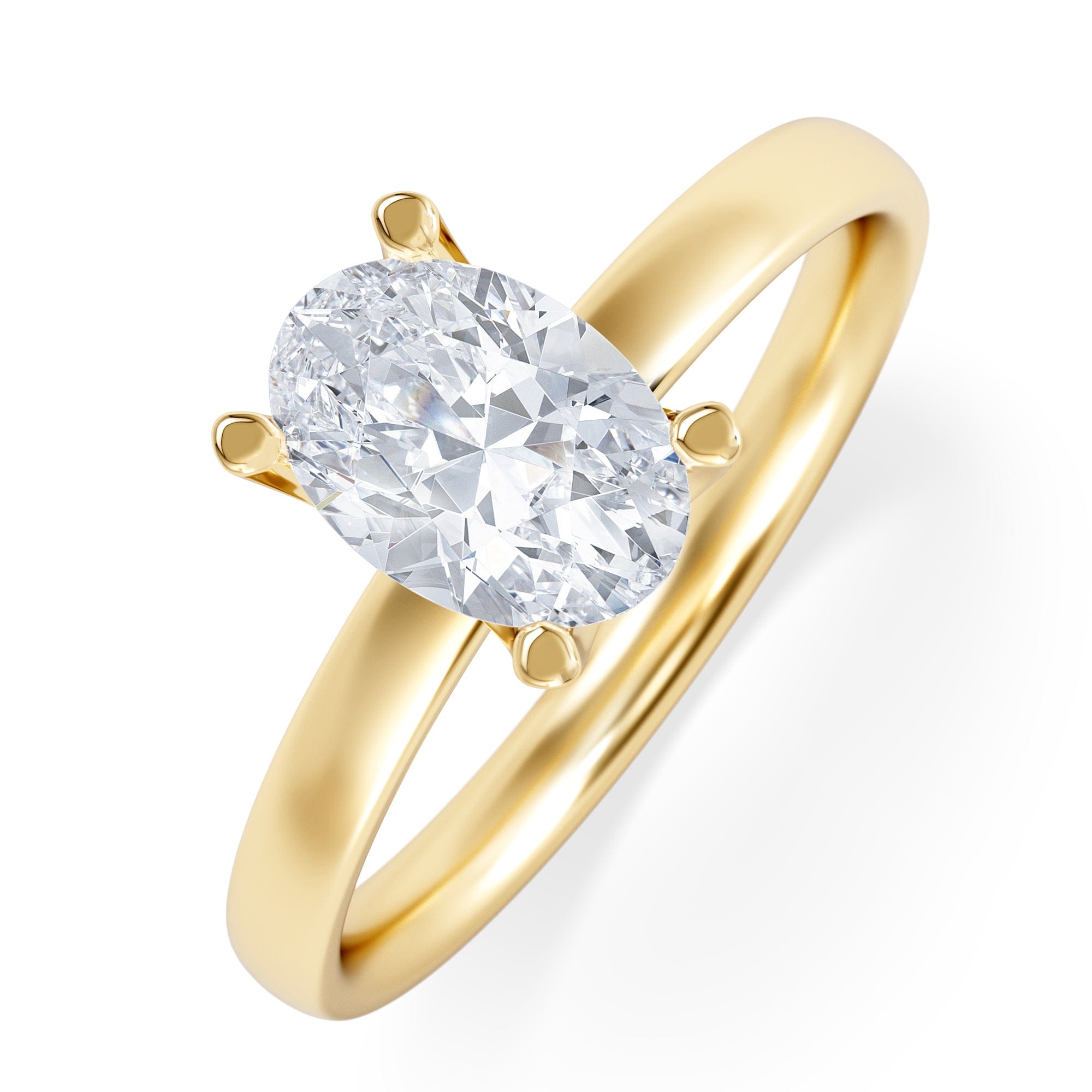 Solitaire Origin 1.00ct Oval Cut Lab Diamond Solitaire Engagement Ring in 18K Yellow Gold