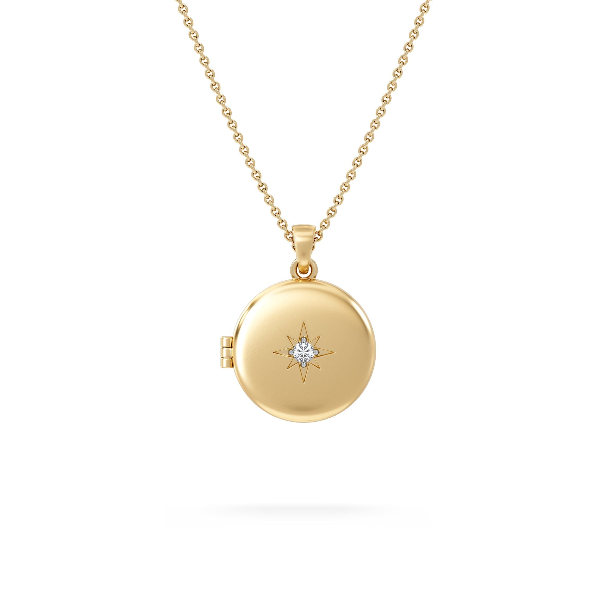 Keepsake 0.06ct Lab Diamond Round Locket Pendant Necklace in 18K Gold Vermeil