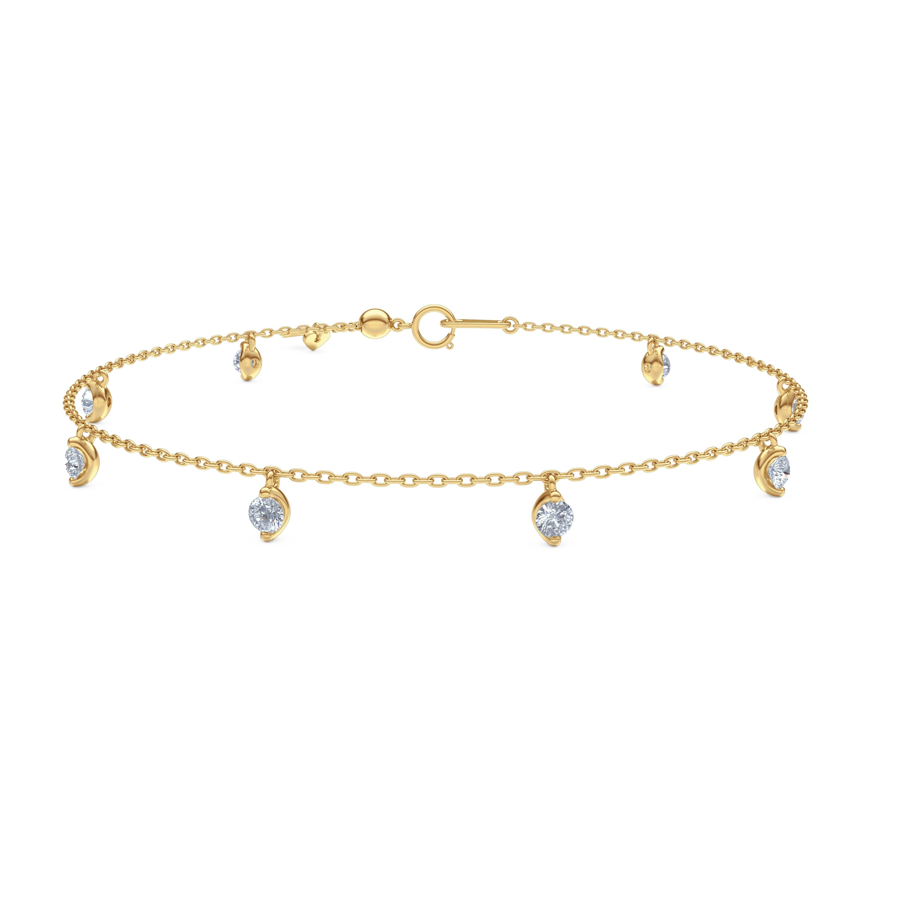 Diamond The Anklet - 1.00ct Round Cut Lab Diamond in 18K Gold Vermeil
