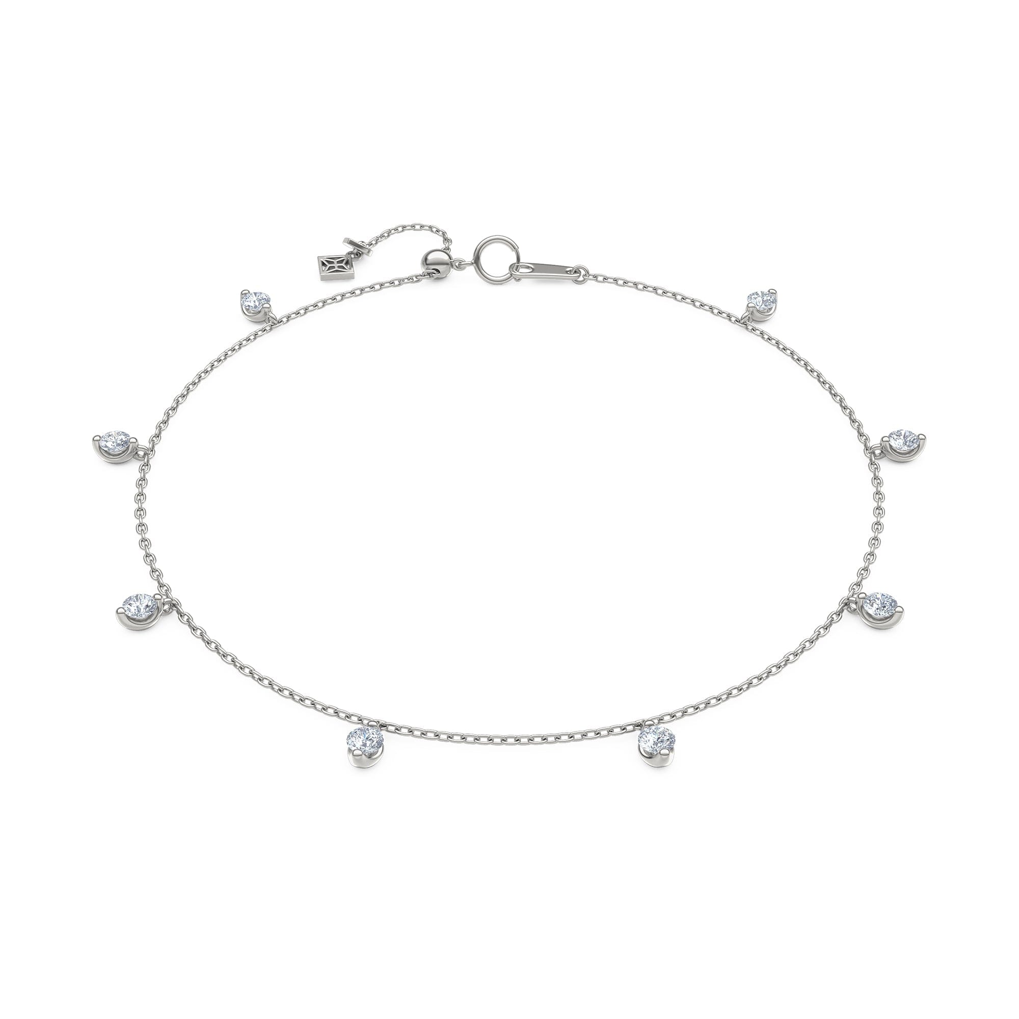 Diamond The Anklet - 1.00ct Round Cut Lab Diamond in Sterling Silver