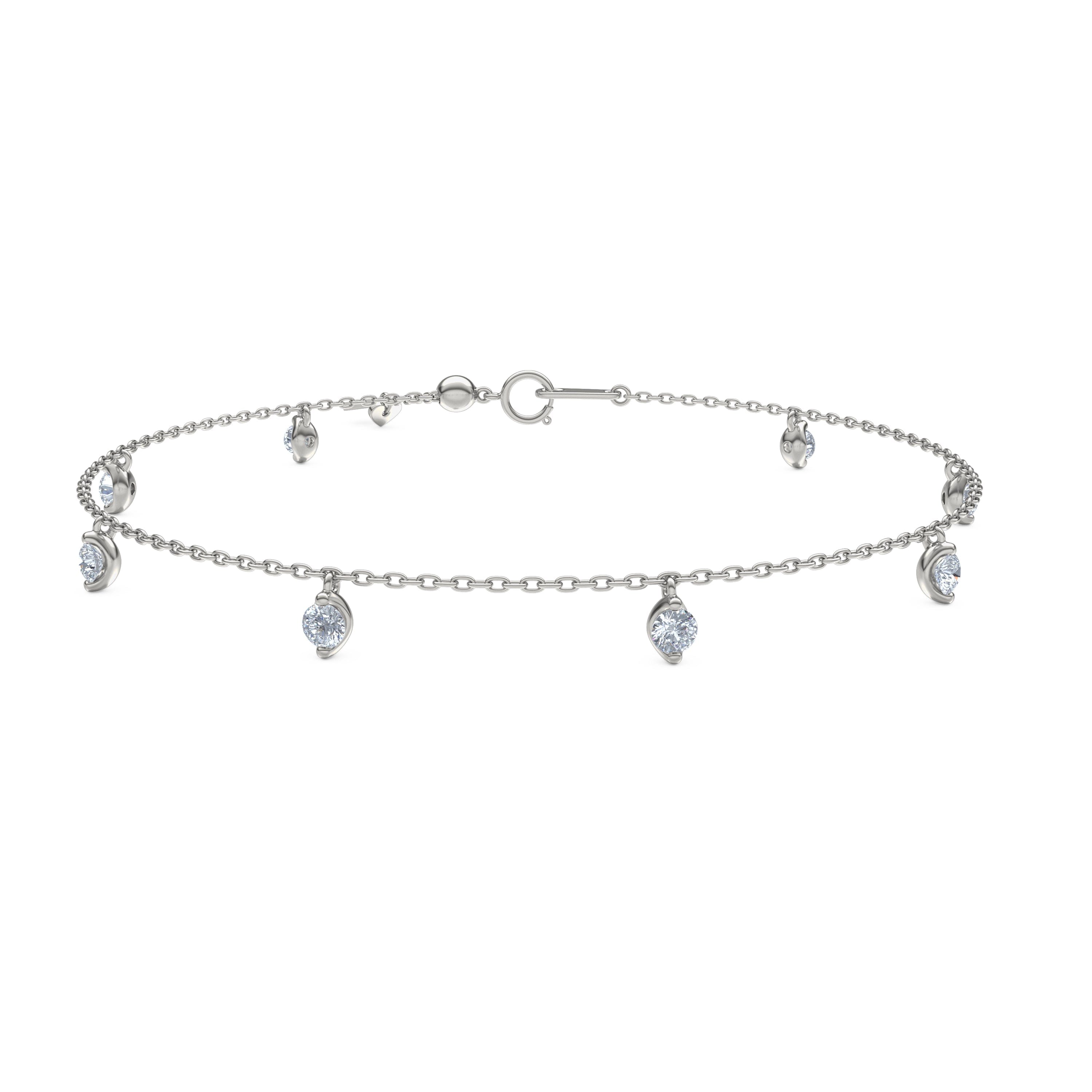 Diamond The Anklet - 1.00ct Round Cut Lab Diamond in Sterling Silver