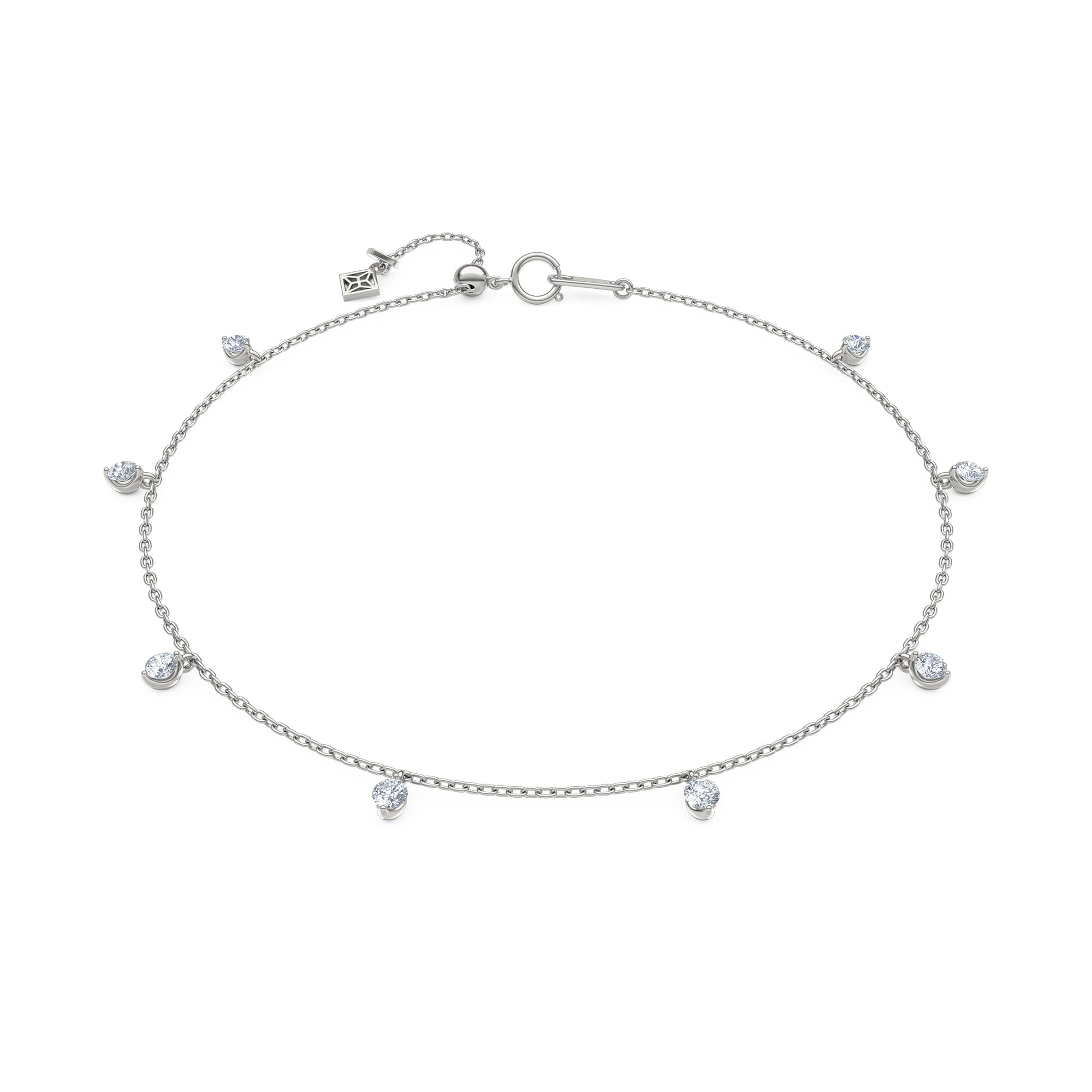 Diamond The Anklet - 0.50ct Round Cut Lab Diamond in Sterling Silver