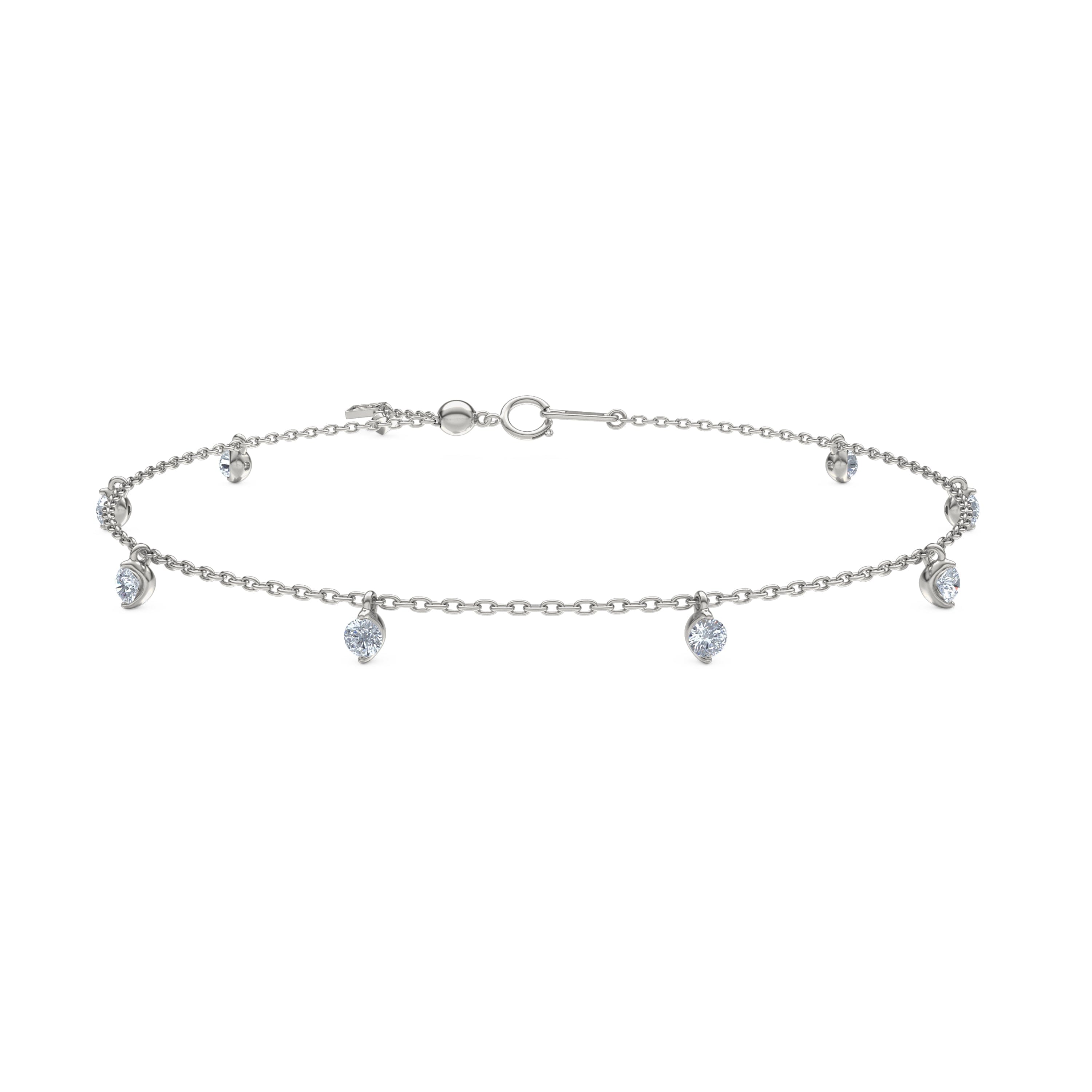 Diamond The Anklet - 0.50ct Round Cut Lab Diamond in Sterling Silver