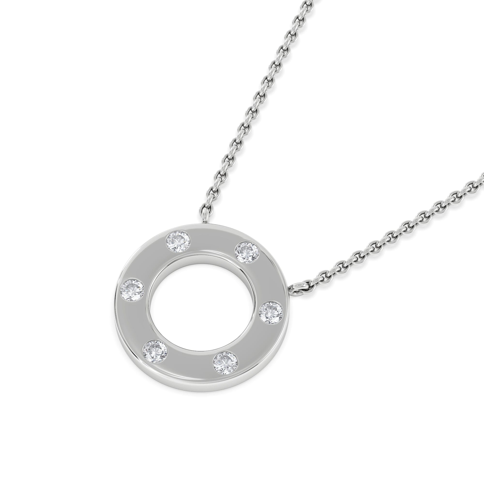 Diamond Élan 0.06ct Lab Diamond Circle Necklace in Sterling Silver