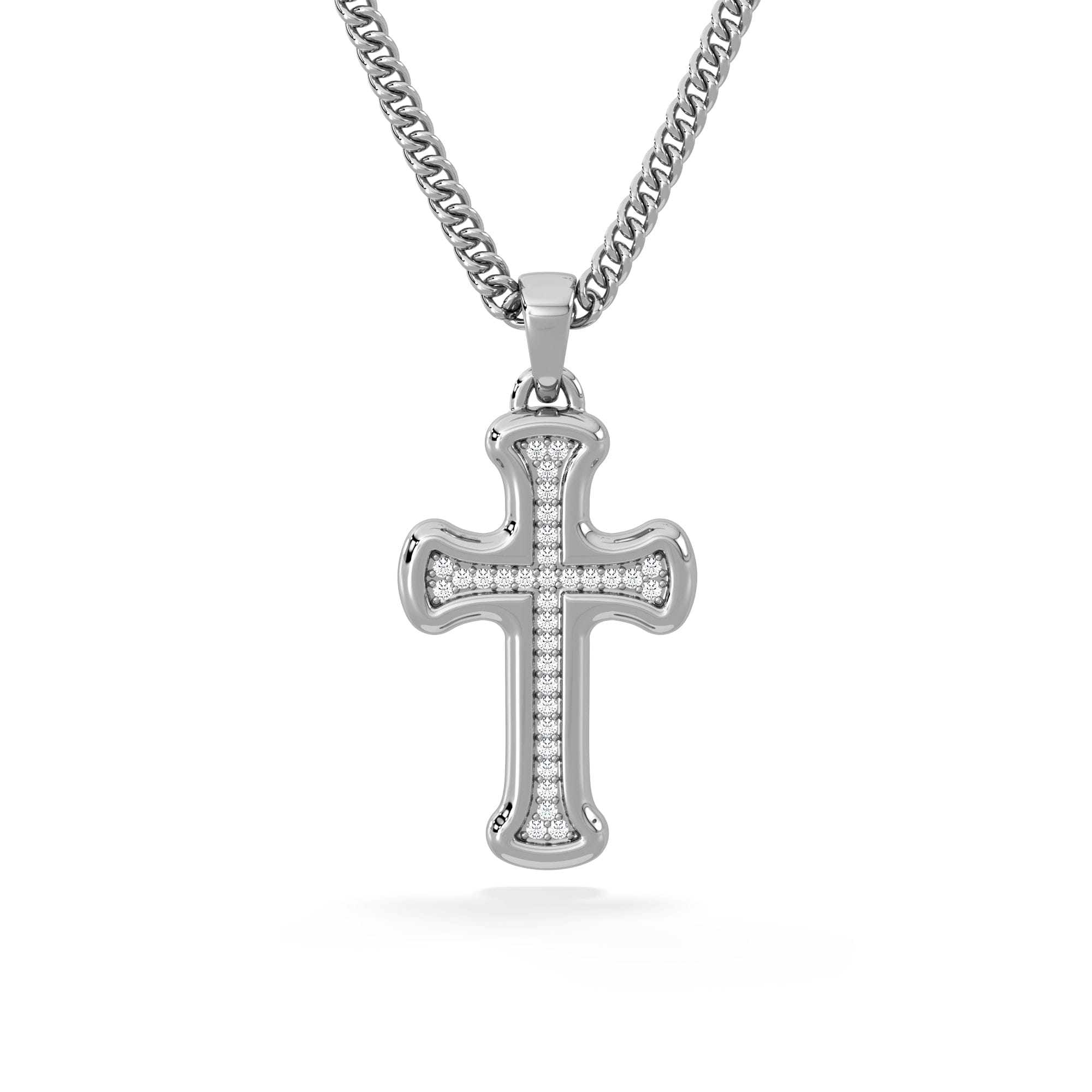 Lab Grown Men’s 0.15ct Lab Grown Diamond Cross Pendant Necklace in Sterling Silver