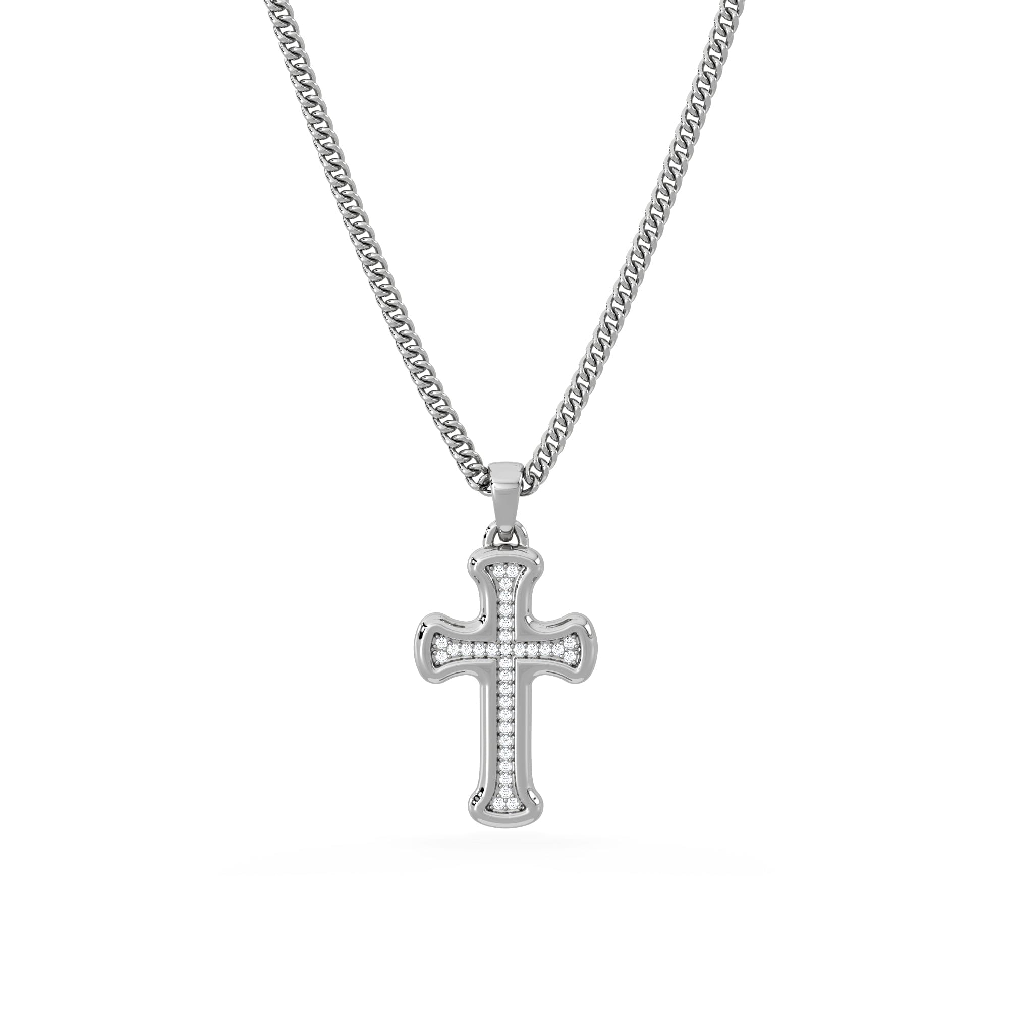 Lab Grown Men’s 0.15ct Lab Grown Diamond Cross Pendant Necklace in Sterling Silver