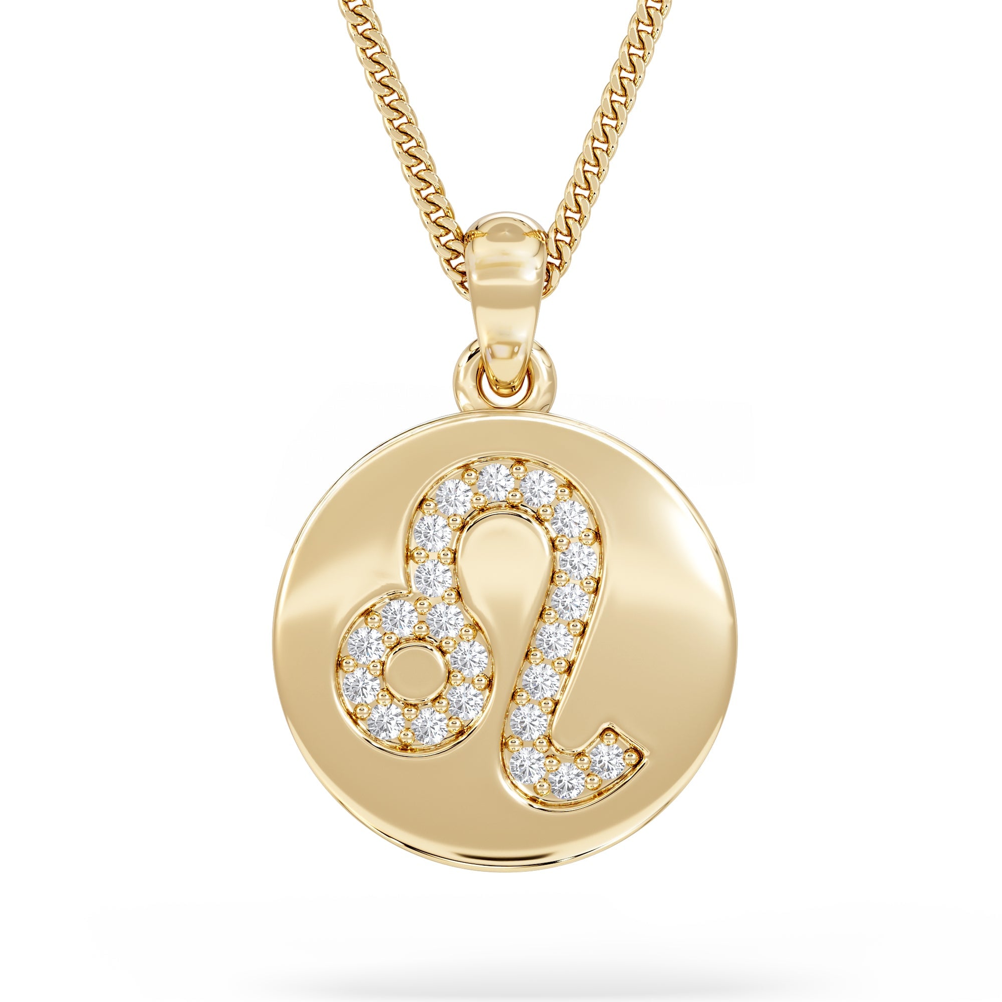 Lab Grown Astrology Leo 0.07ct Lab Grown Diamond Medallion Pendant Necklace in 18K Gold Vermeil