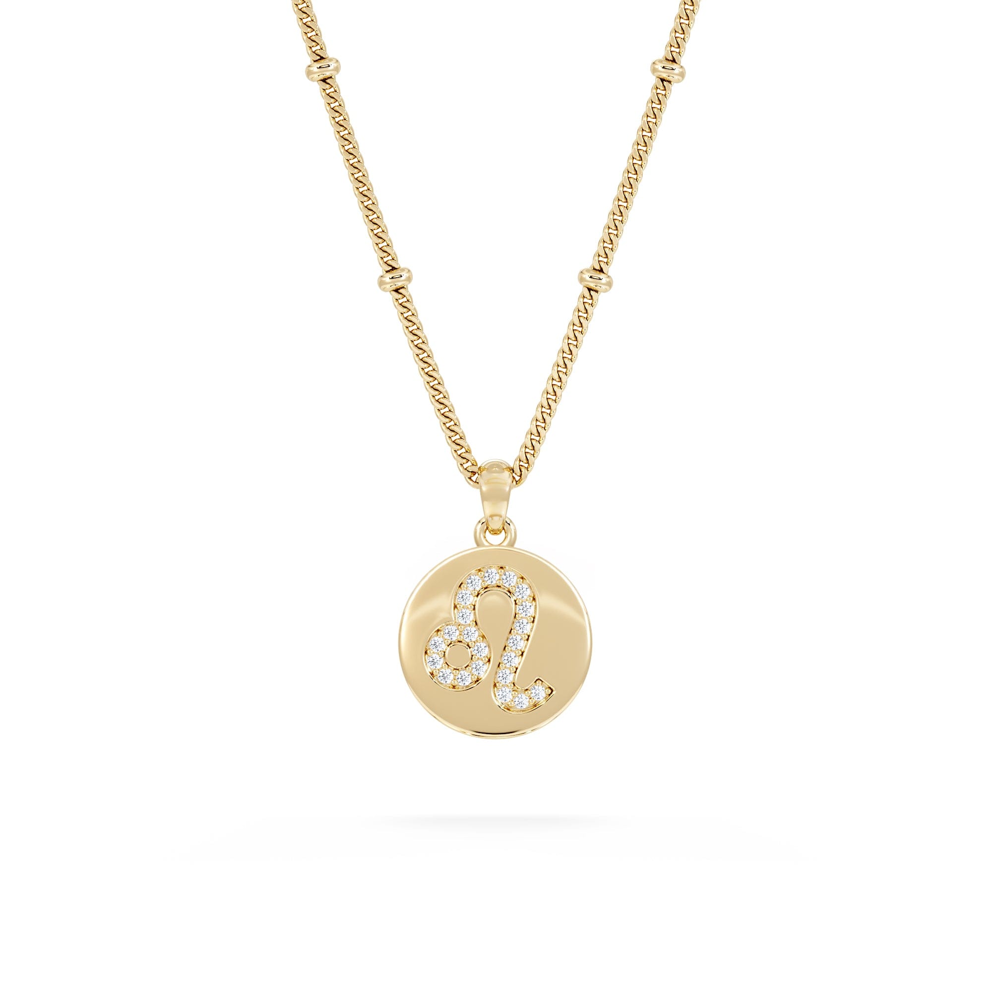 Lab Grown Astrology Leo 0.07ct Lab Grown Diamond Medallion Pendant Necklace in 18K Gold Vermeil
