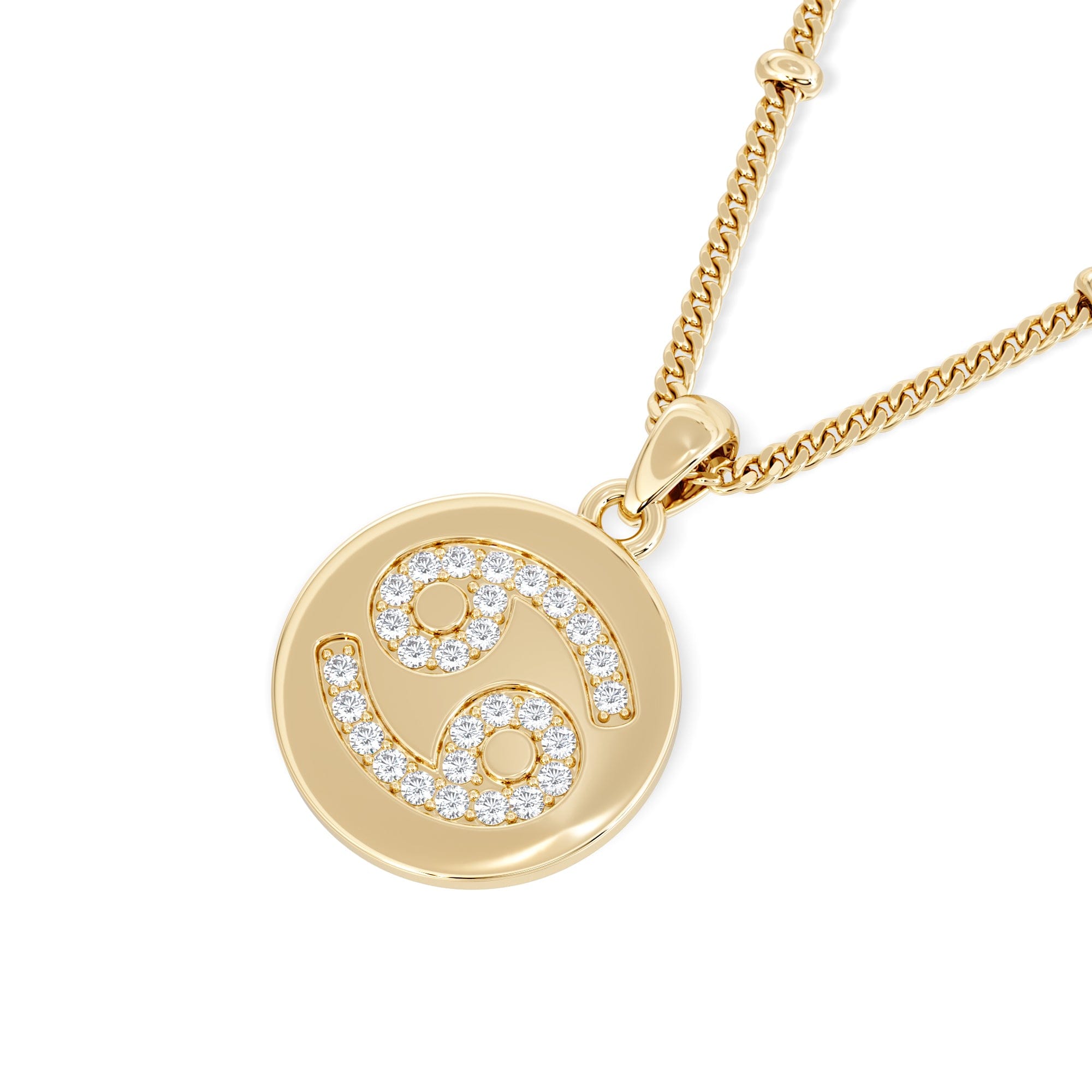 Lab Grown Astrology Cancer 0.07ct Lab Grown Diamond Medallion Pendant Necklace in 18K Gold Vermeil
