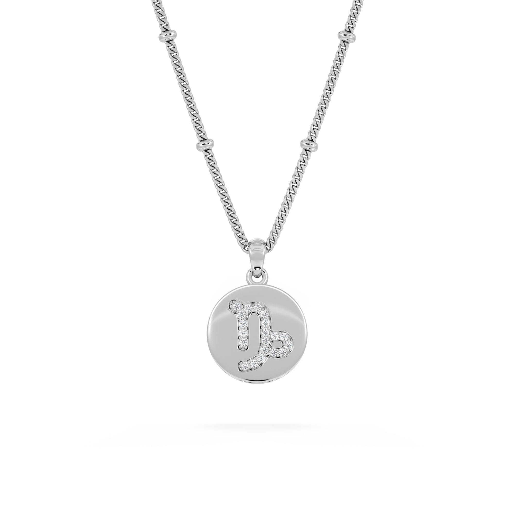Lab Grown Astrology Capricorn 0.07ct Lab Grown Diamond Medallion Pendant Necklace in Sterling Silver