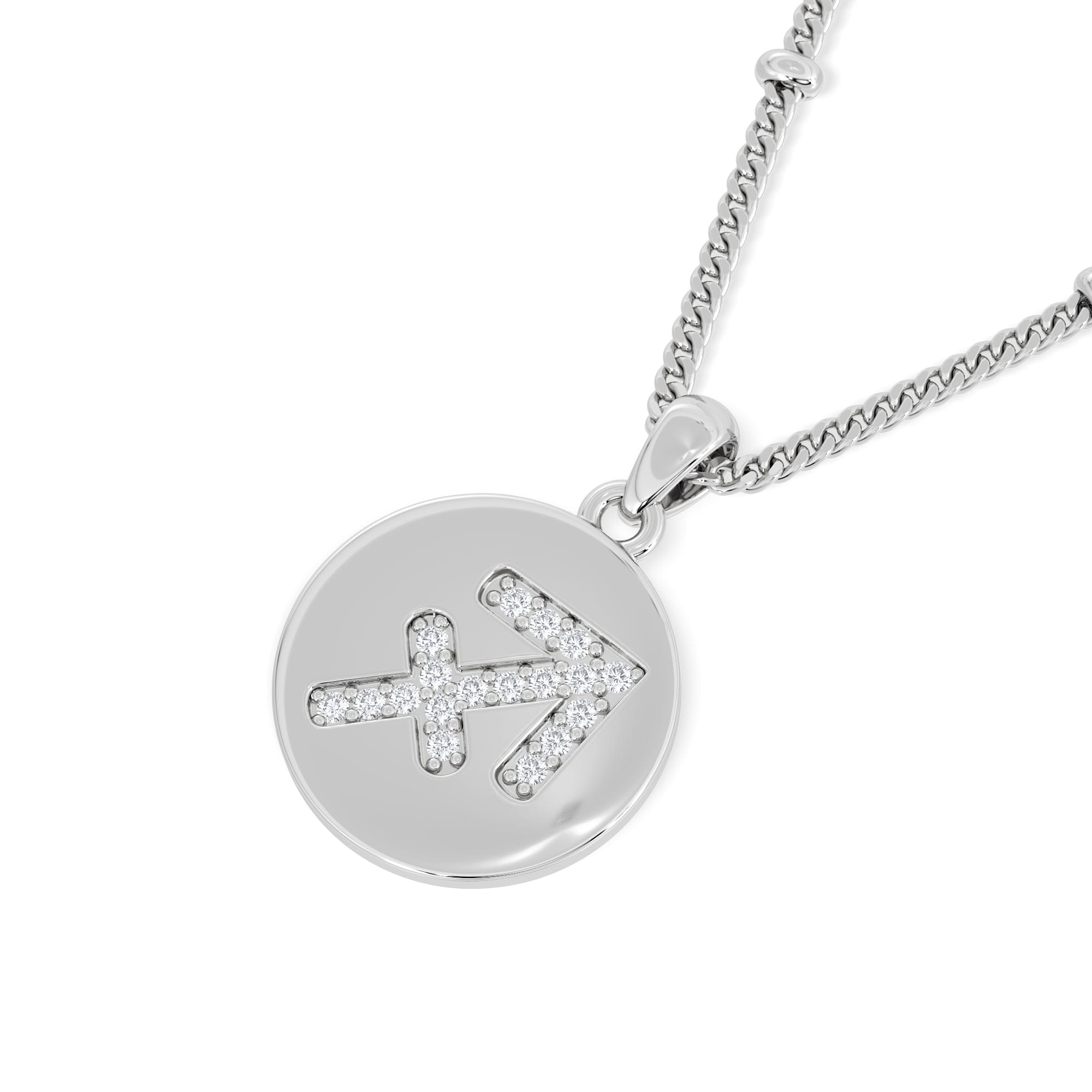 Lab Grown Astrology Sagittarius 0.07ct Lab Grown Diamond Medallion Pendant Necklace in Sterling Silver