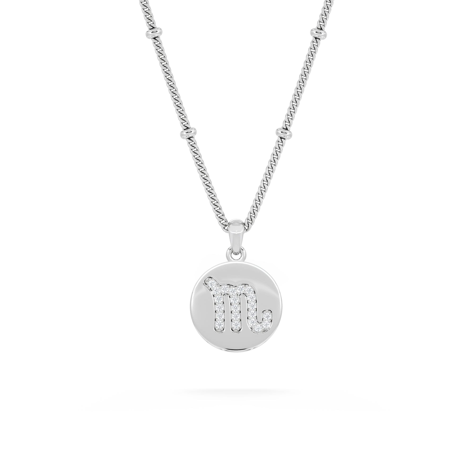 Lab Grown Astrology Scorpio 0.07ct Lab Grown Diamond Medallion Pendant Necklace in Sterling Silver