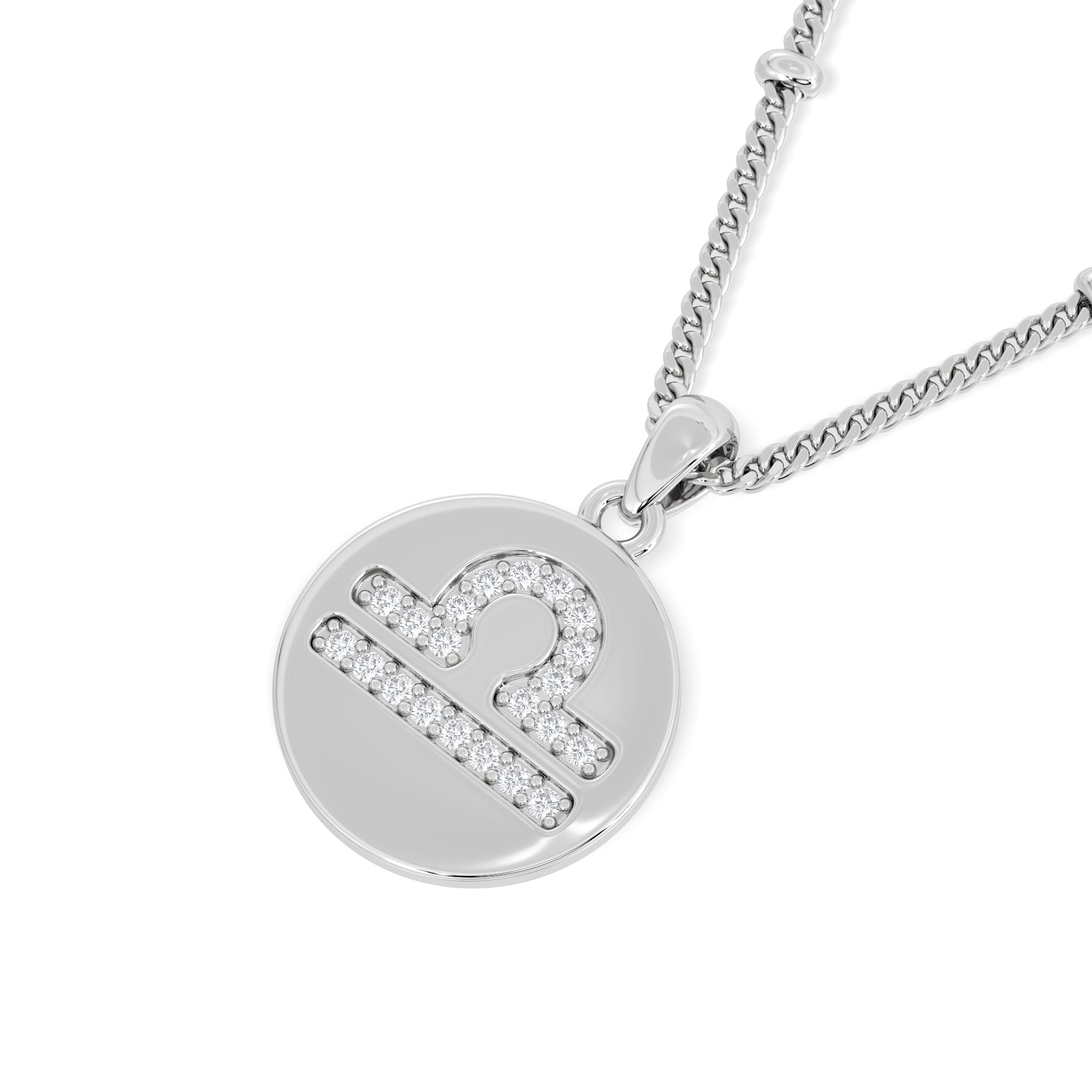 Lab Grown Astrology Libra 0.07ct Lab Grown Diamond Medallion Pendant Necklace in Sterling Silver