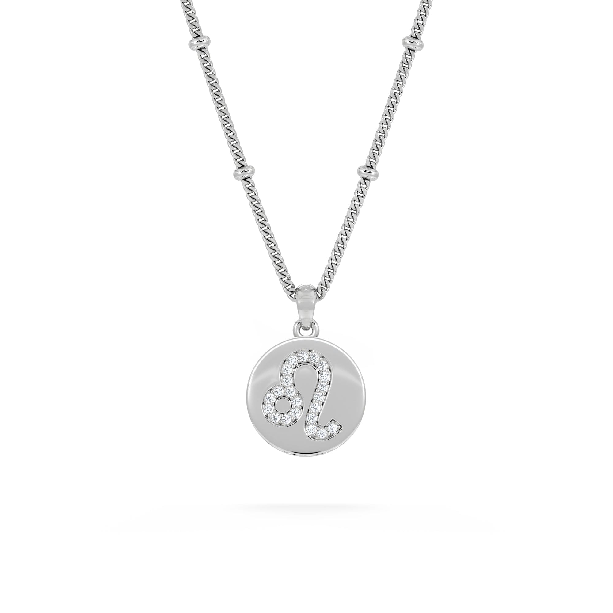 Lab Grown Astrology Leo 0.07ct Lab Grown Diamond Medallion Pendant Necklace in Sterling Silver