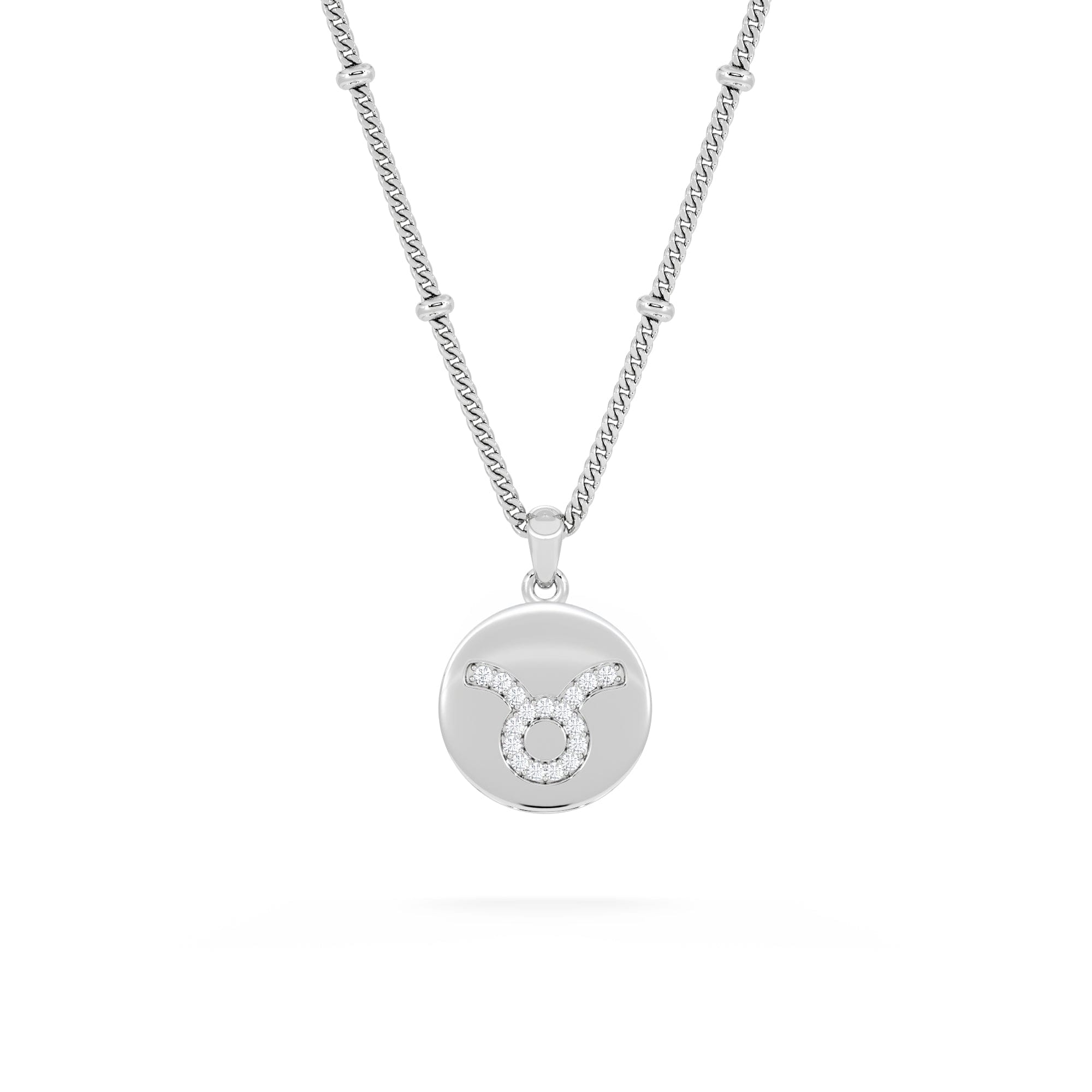 Lab Grown Astrology Taurus 0.07ct Lab Grown Diamond Medallion Pendant Necklace in Sterling Silver