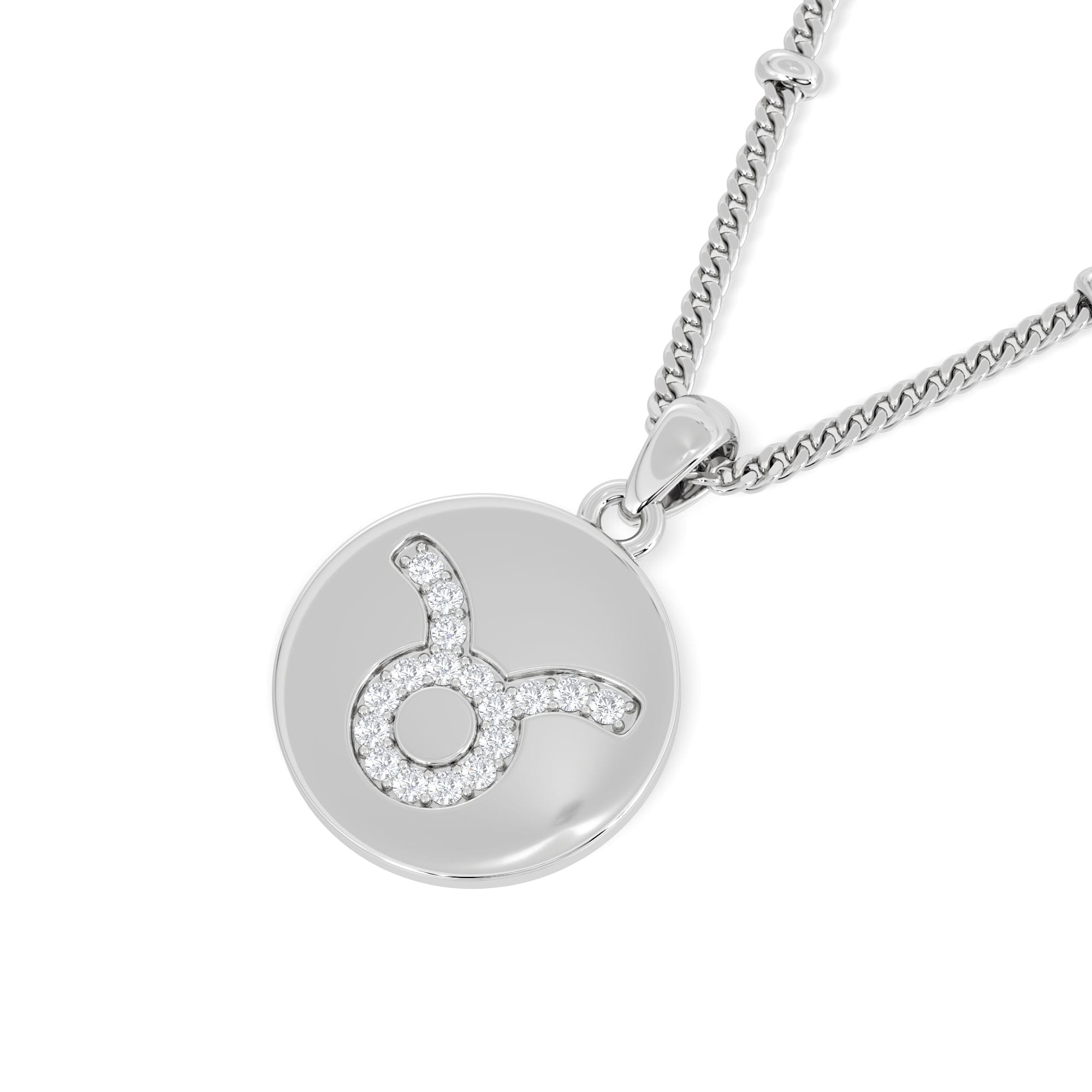 Lab Grown Astrology Taurus 0.07ct Lab Grown Diamond Medallion Pendant Necklace in Sterling Silver