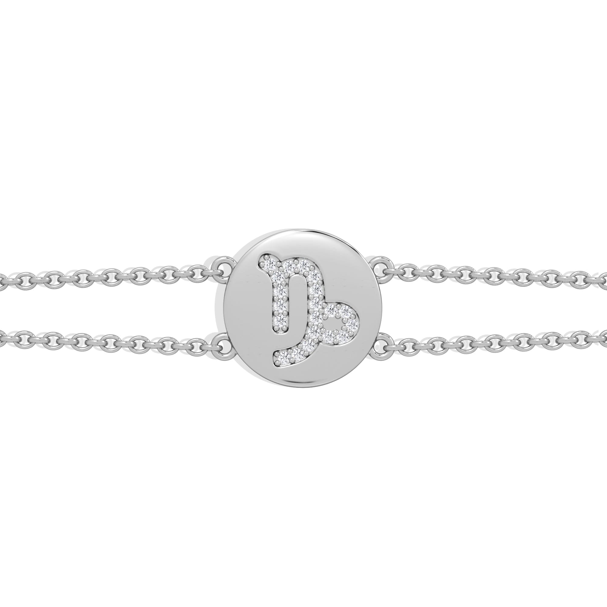 Lab Grown Astrology Capricorn 0.07ct Lab Grown Diamond Adjustable Medallion Bracelet Sterling Silver